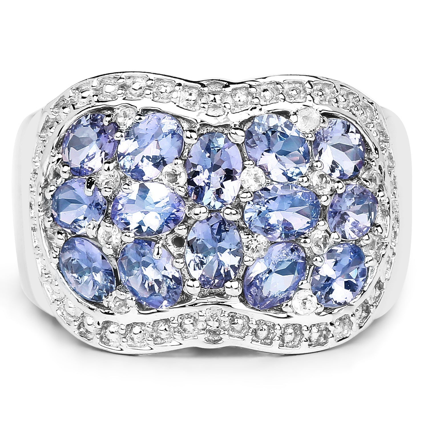2.62 Carat Genuine Tanzanite and White Topaz .925 Sterling Silver Ring on sale at MyriadMart