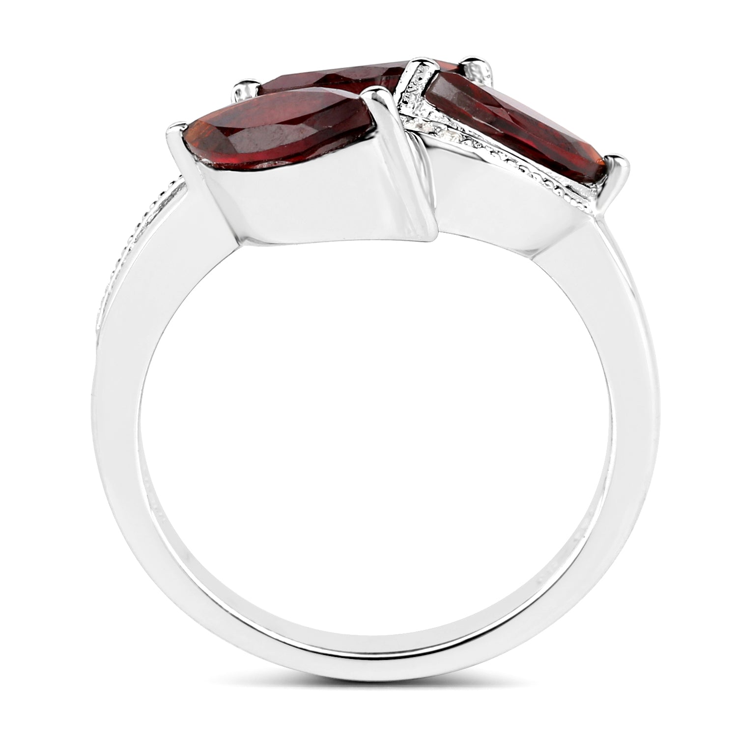 1.98 Carat Genuine Garnet and White Topaz .925 Sterling Silver Ring on sale at MyriadMart