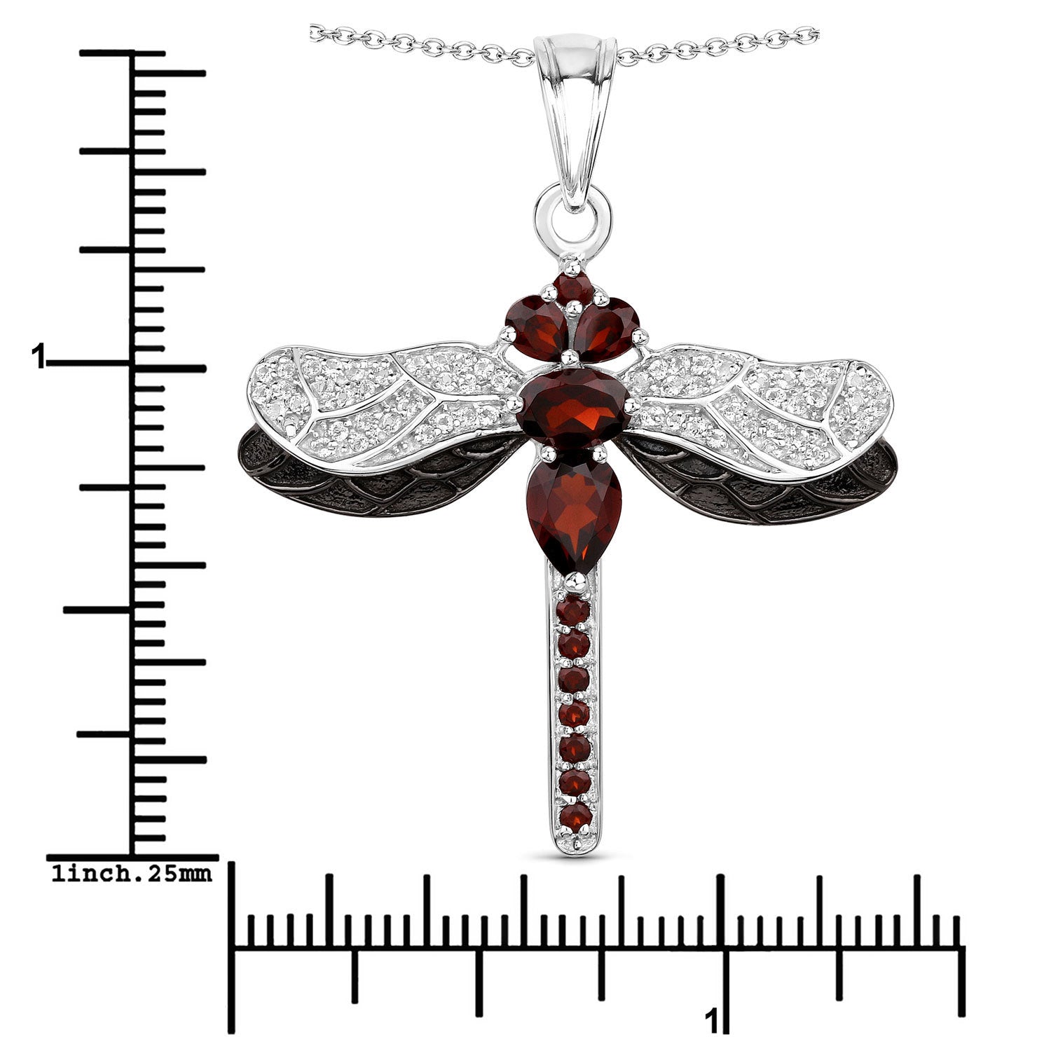 2.29 Carat Genuine Garnet and White Topaz .925 Sterling Silver Pendant on sale at MyriadMart
