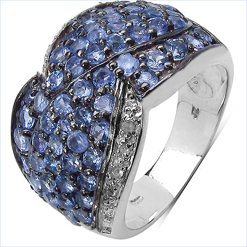 2.50 Carat Genuine Tanzanite & White Topaz .925 Sterling Silver Ring on sale at MyriadMart
