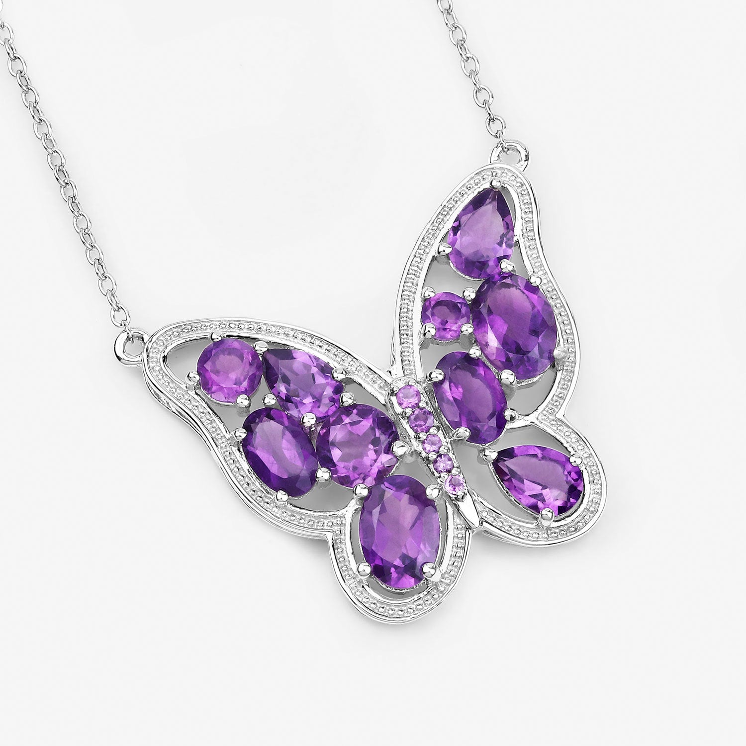 4.32 Carat Genuine Amethyst .925 Sterling Silver Necklace on sale at MyriadMart
