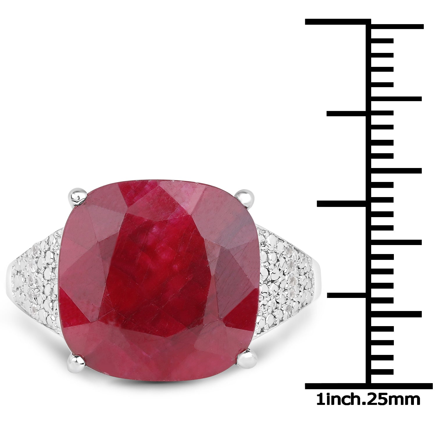 14.47 Carat Dyed Ruby and White Topaz .925 Sterling Silver Ring on sale at MyriadMart
