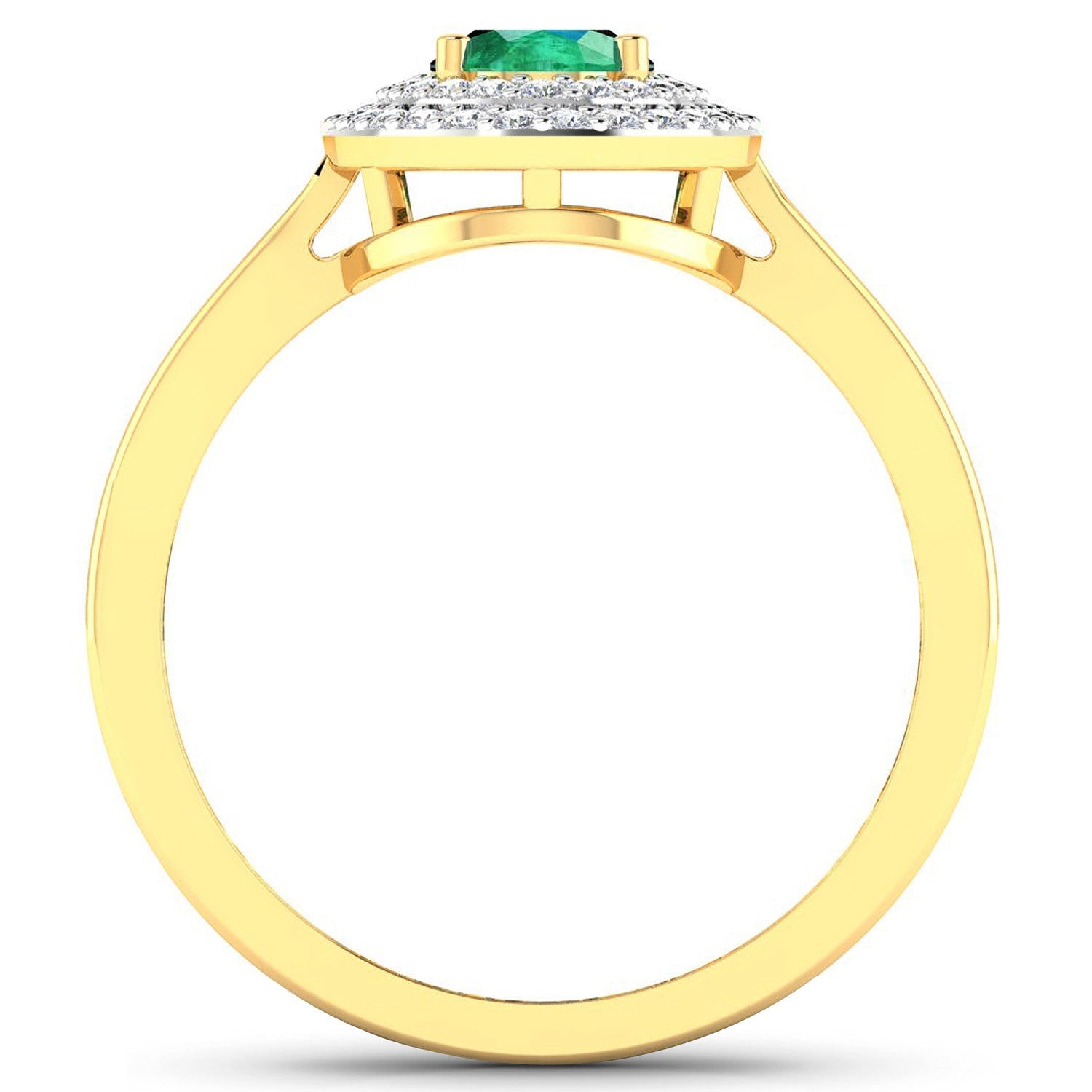 0.88 Carat Genuine Zambian Emerald and White Diamond 14K Yellow Gold Ring on sale at MyriadMart