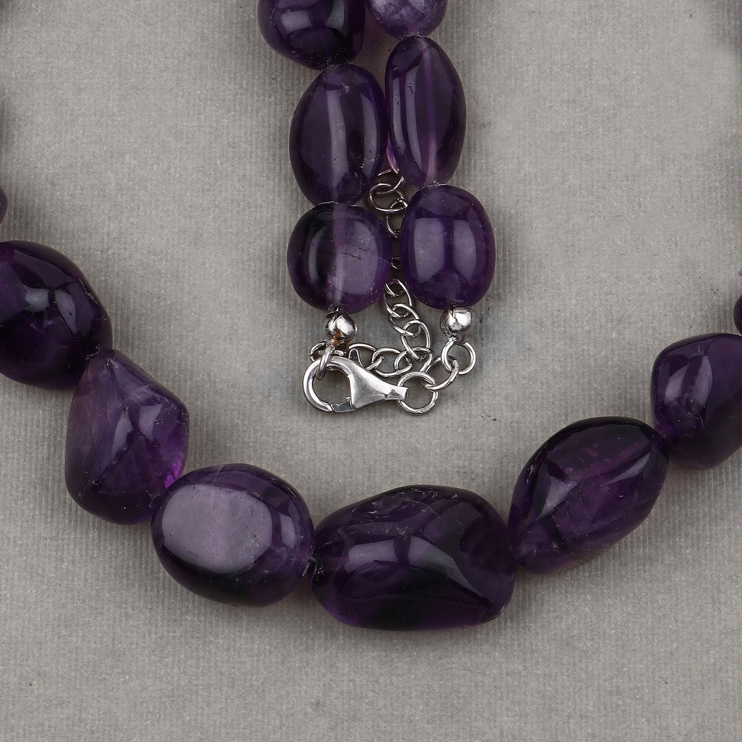 Amethyst Beaded Necklace, Genuine Raw Amethyst Beads Necklace for Women in Sterling Silver, February Birthstone Necklace, Gift for Mom on sale at MyriadMart