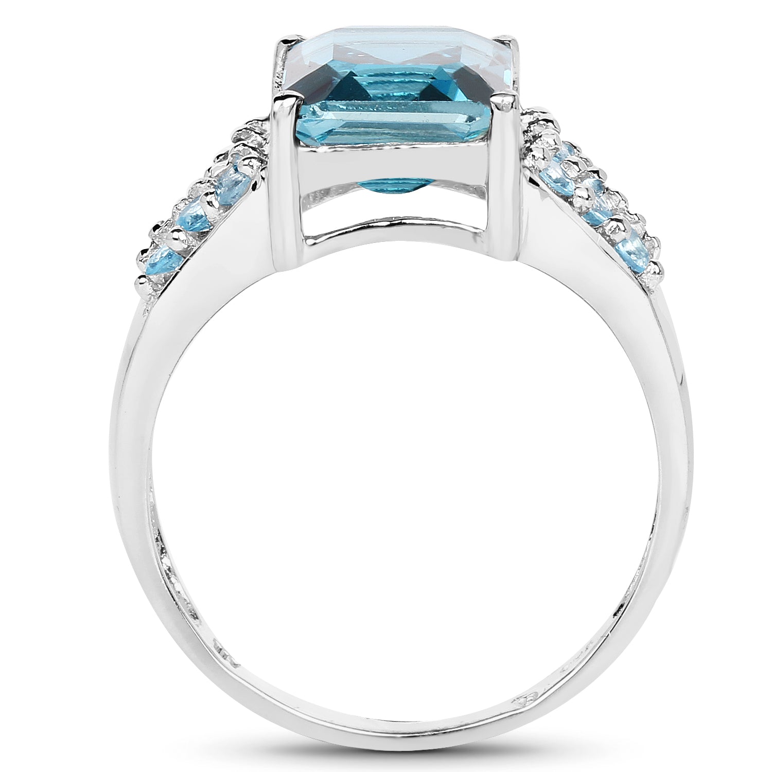 4.39 Carat Genuine London Blue Topaz and Swiss Blue Topaz .925 Sterling Silver Ring on sale at MyriadMart