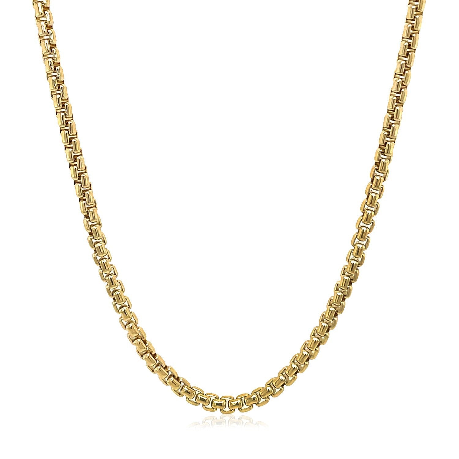 14k Yellow Gold Solid Round Box Chain 2.5 mm on sale at MyriadMart
