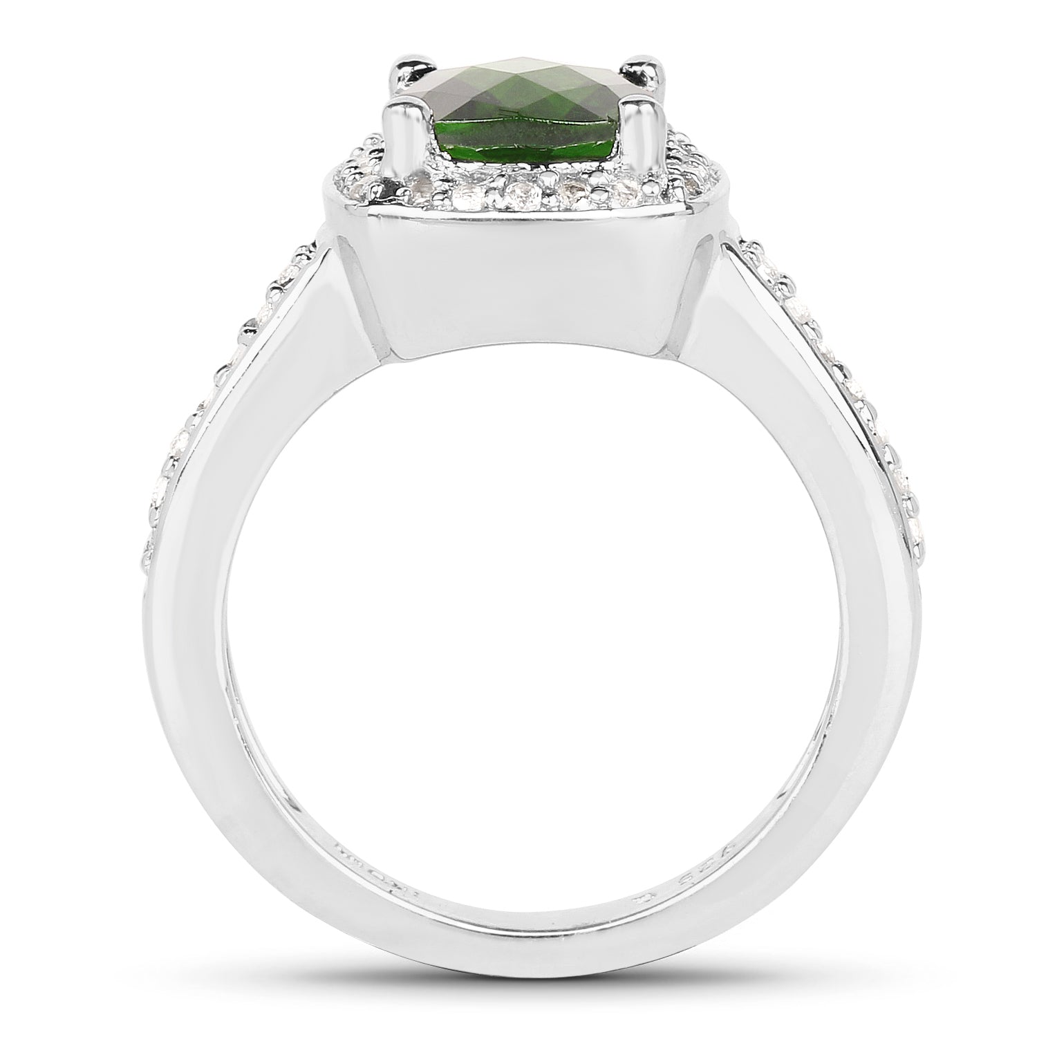 1.67 Carat Genuine Chrome Diopside & White Topaz .925 Sterling Silver Ring on sale at MyriadMart