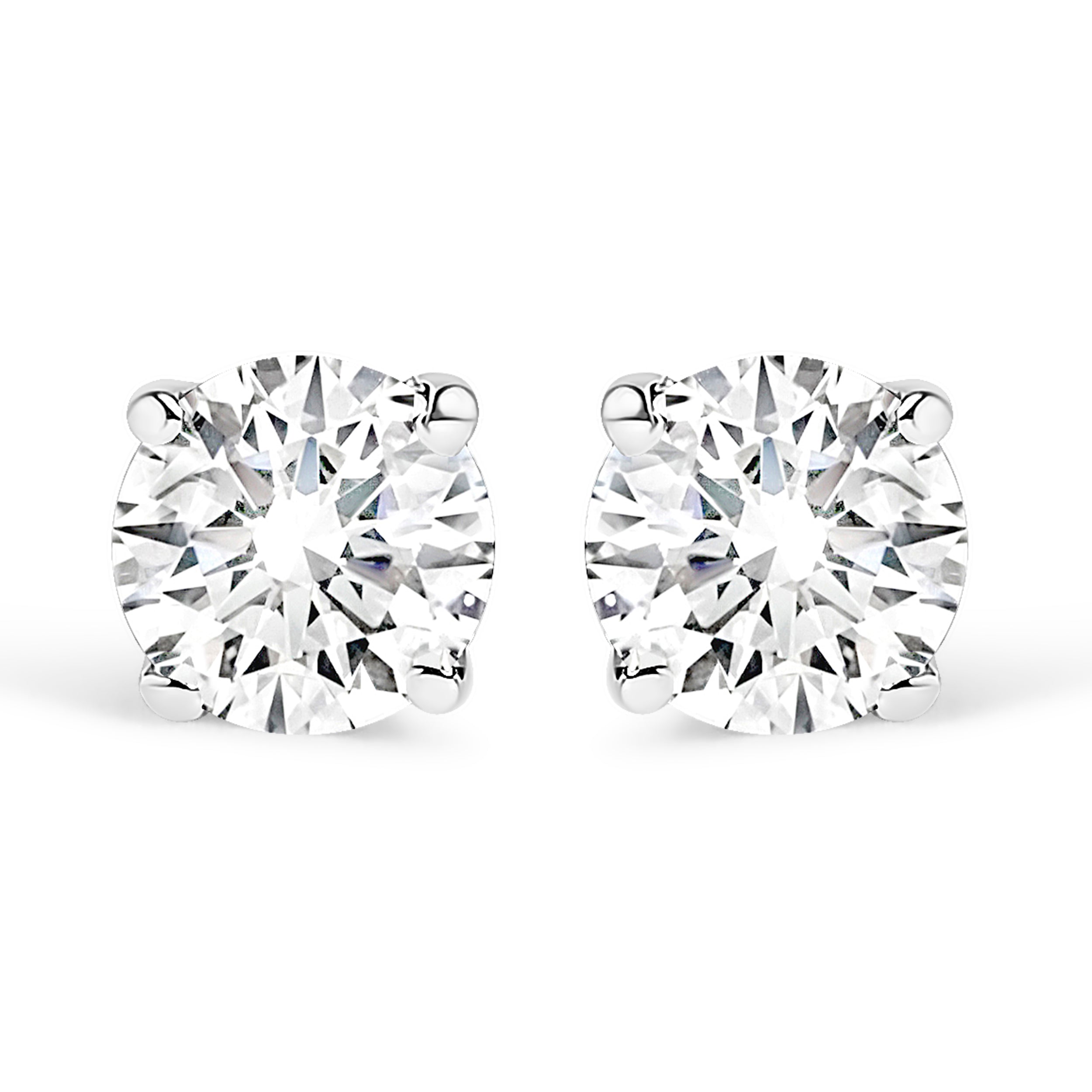 .925 Sterling Silver 1/2 Cttw Round Brilliant-Cut Lab Grown Diamond Classic 4-Prong Stud Earrings F-G Color, VS1-VS2 Clarity on sale at MyriadMart