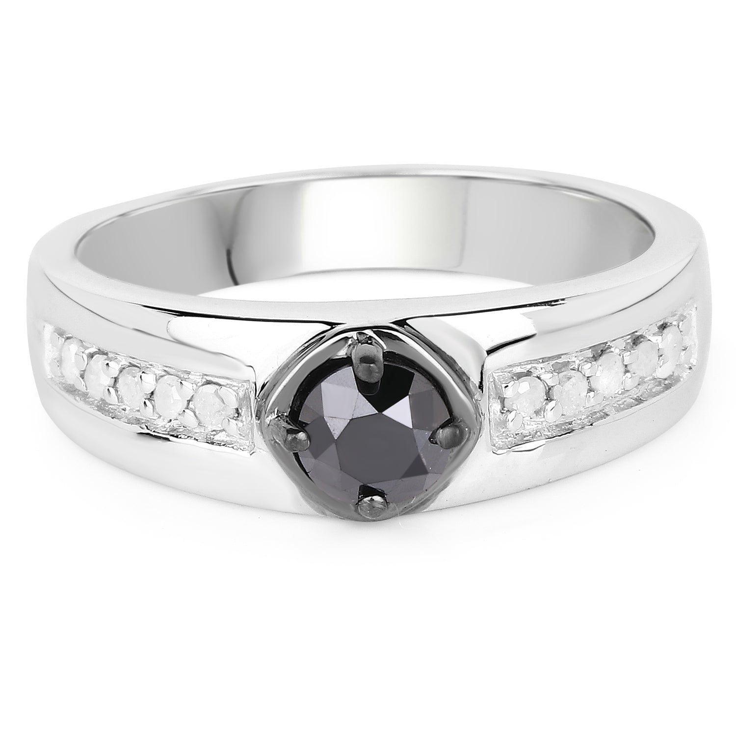 0.65 Carat Genuine Black Diamond and White Diamond .925 Sterling Silver Ring on sale at MyriadMart