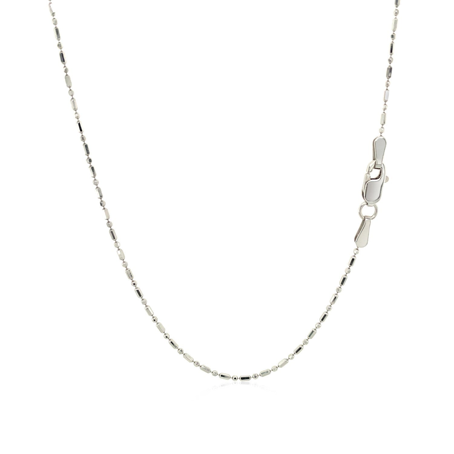 14k White Gold Diamond-Cut Bead Chain 1.0mm on sale at MyriadMart