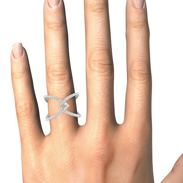 14k White Gold Fancy Entwined Design Diamond Ring 1/2 cttw on sale at MyriadMart