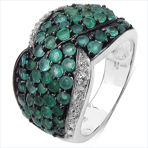 2.28 Carat Genuine Emerald & White Topaz .925 Sterling Silver Ring on sale at MyriadMart