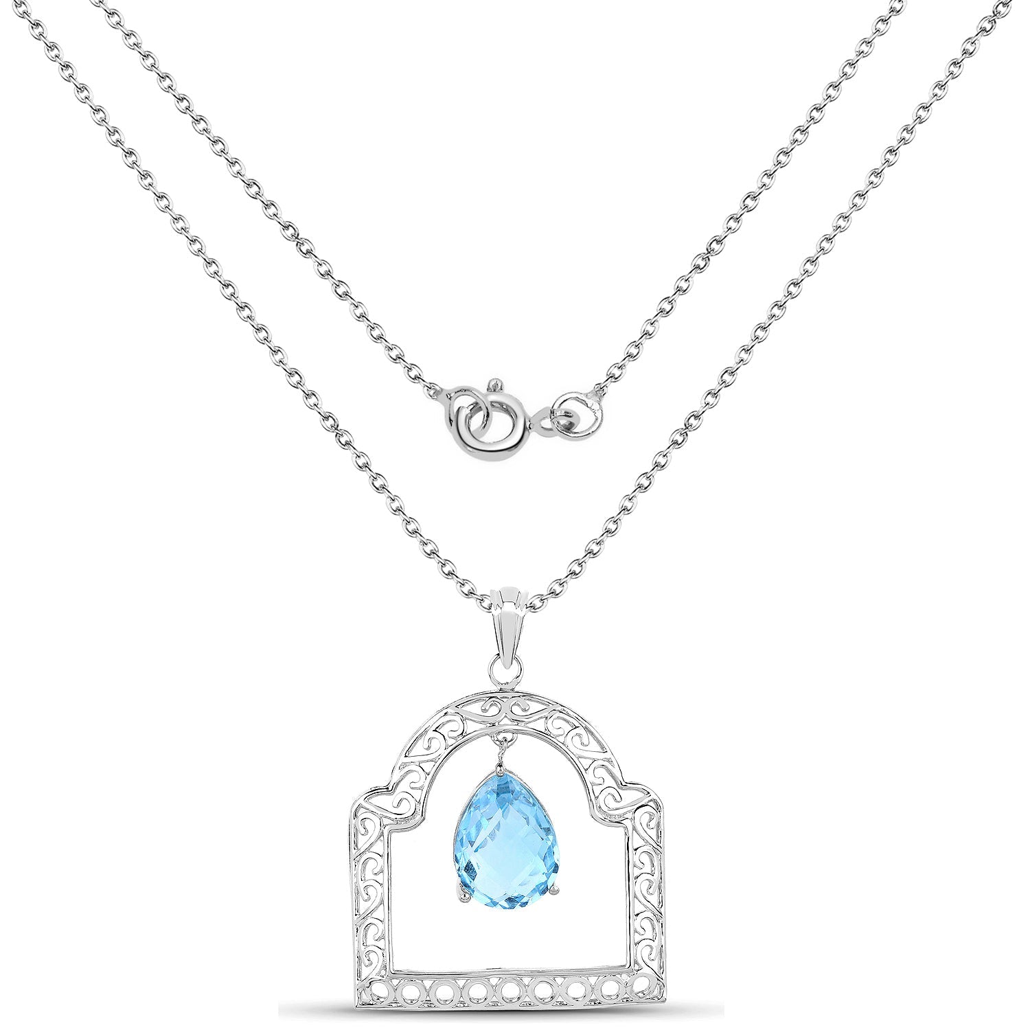 10.50 Carat Genuine Swiss Blue Topaz .925 Sterling Silver Pendant on sale at MyriadMart