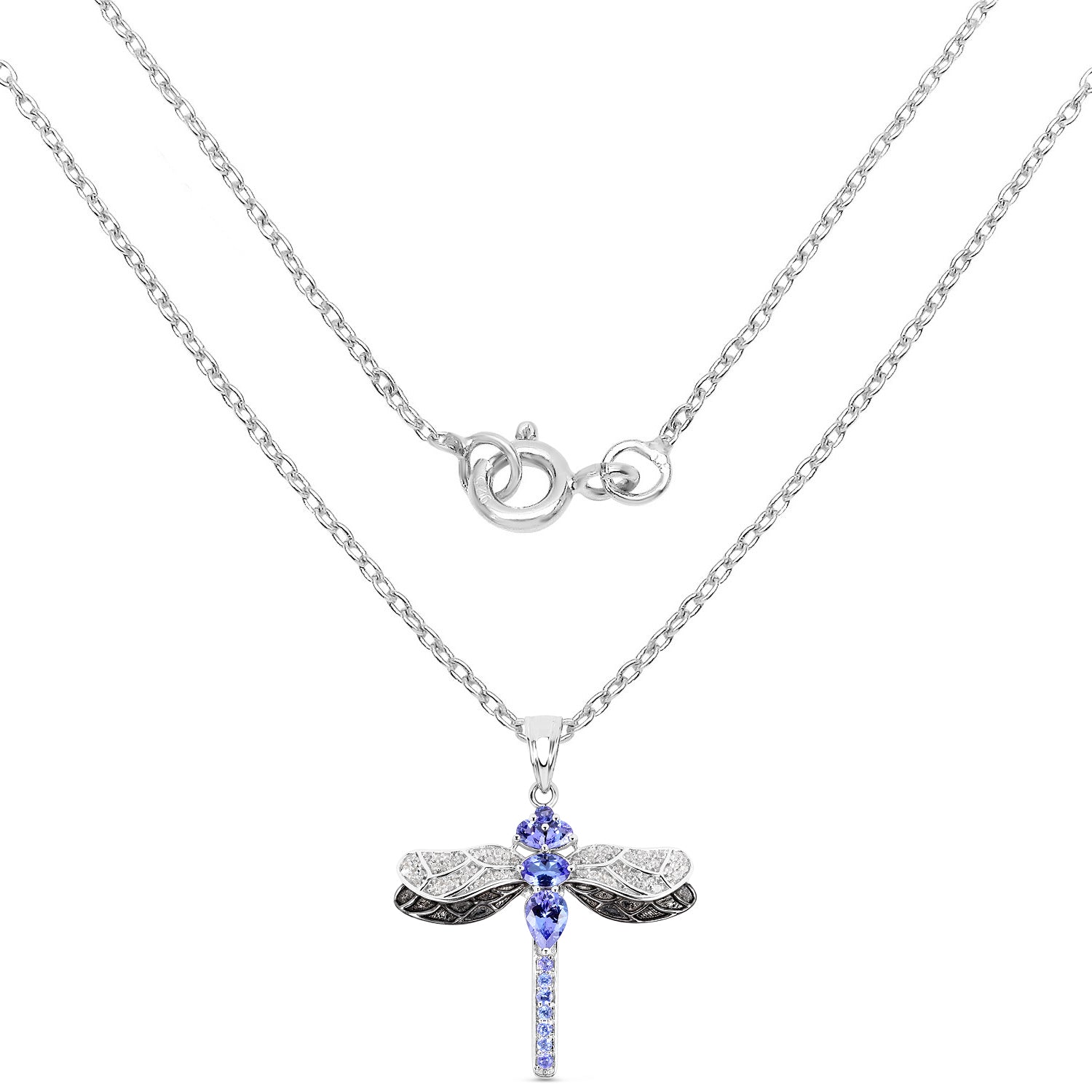 1.93 Carat Genuine Tanzanite and White Topaz .925 Sterling Silver Pendant on sale at MyriadMart