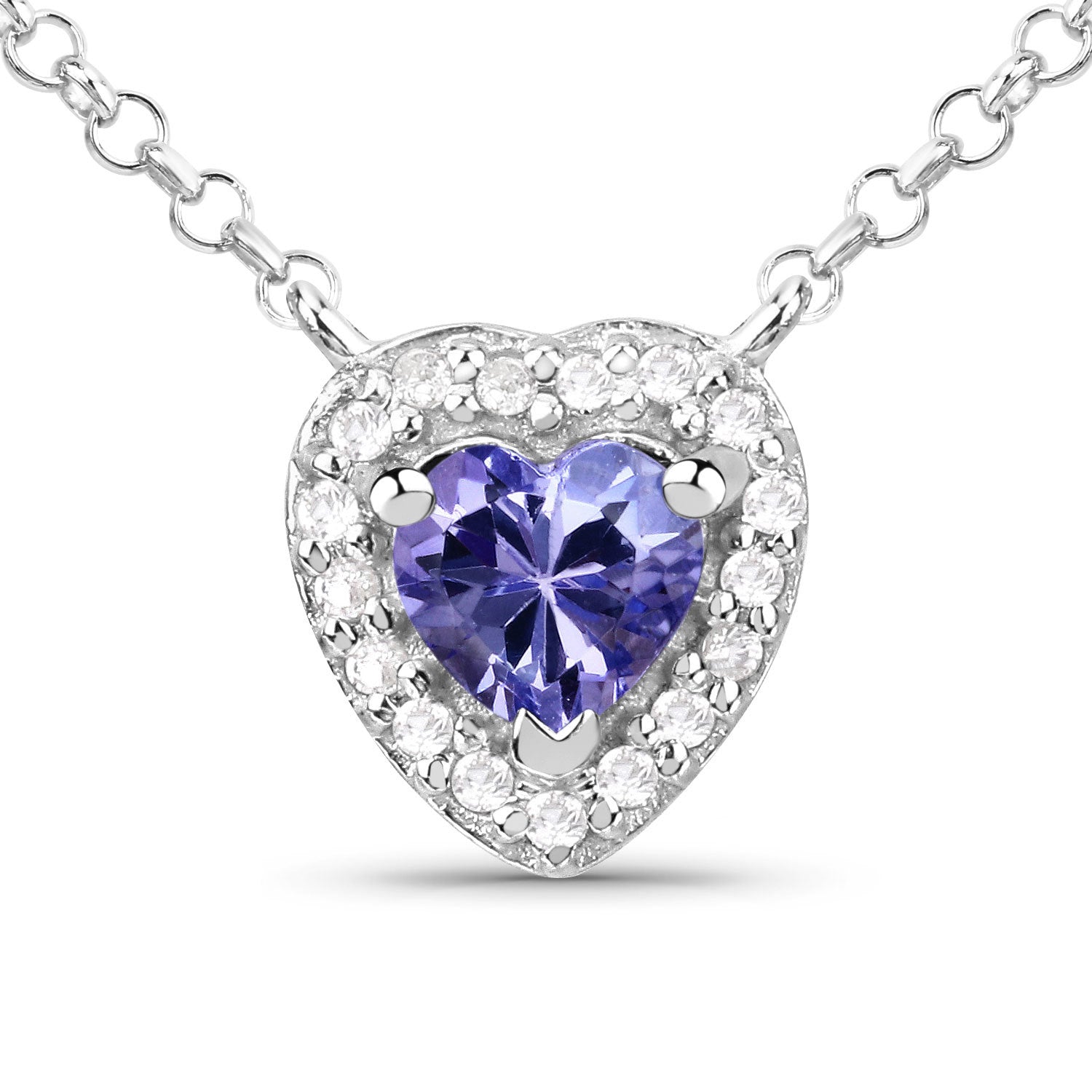 0.55 Carat Genuine Tanzanite and White Topaz .925 Sterling Silver Necklace on sale at MyriadMart