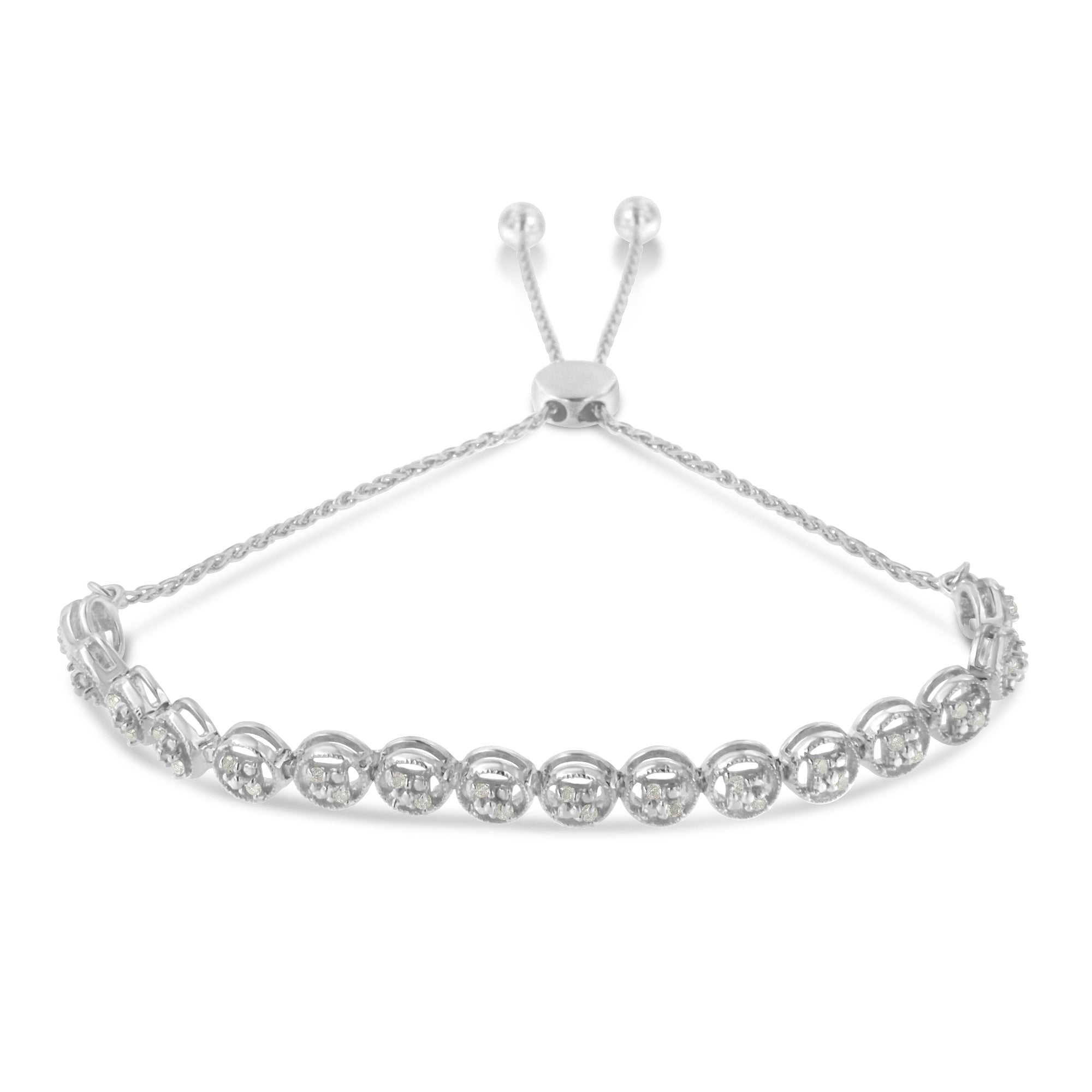 .925 Sterling Silver 1/4 cttw Round-cut Diamond Bolo Bracelet I-J Color, I3 Clarity on sale at MyriadMart