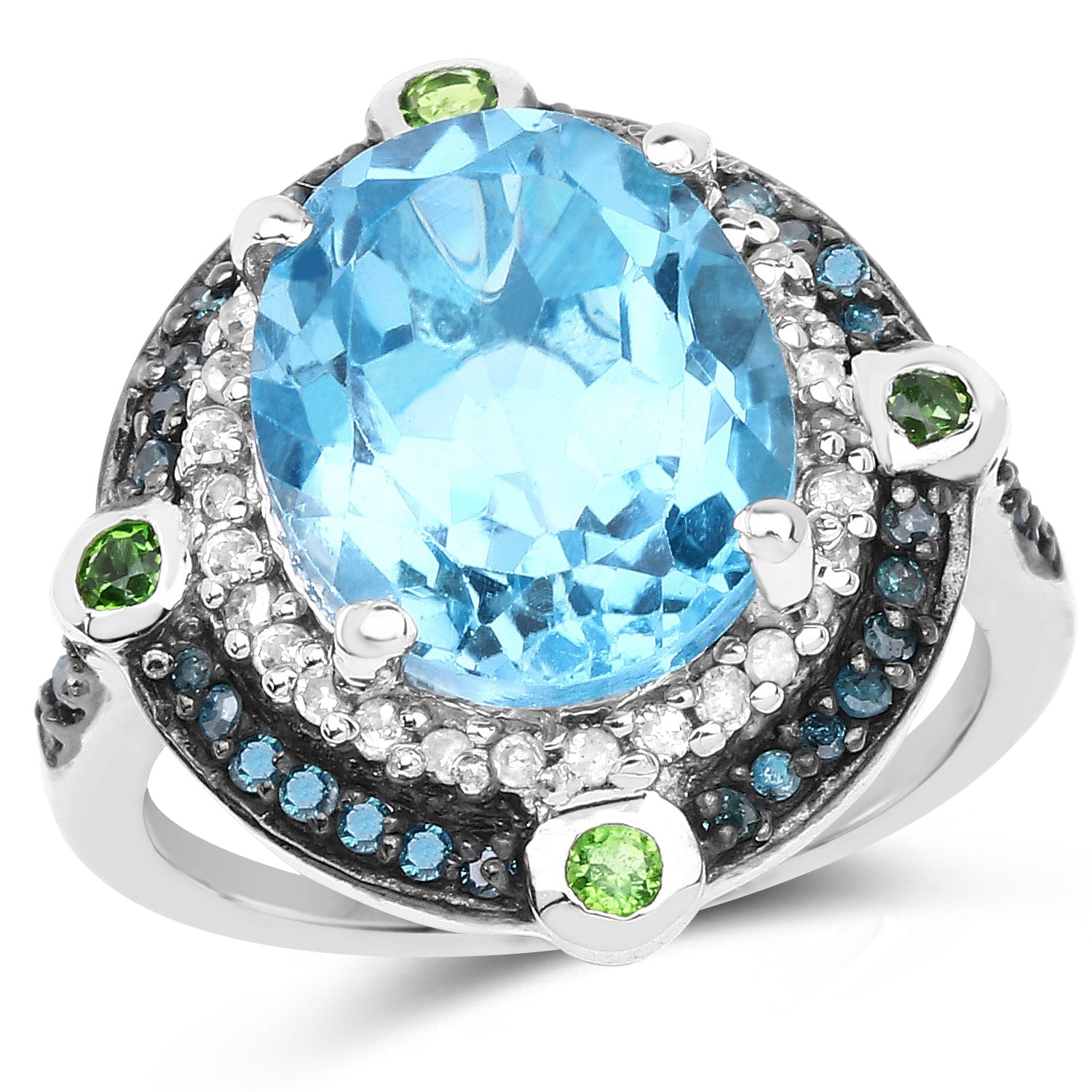 5.84 Carat Genuine Multi Stones .925 Sterling Silver Ring on sale at MyriadMart