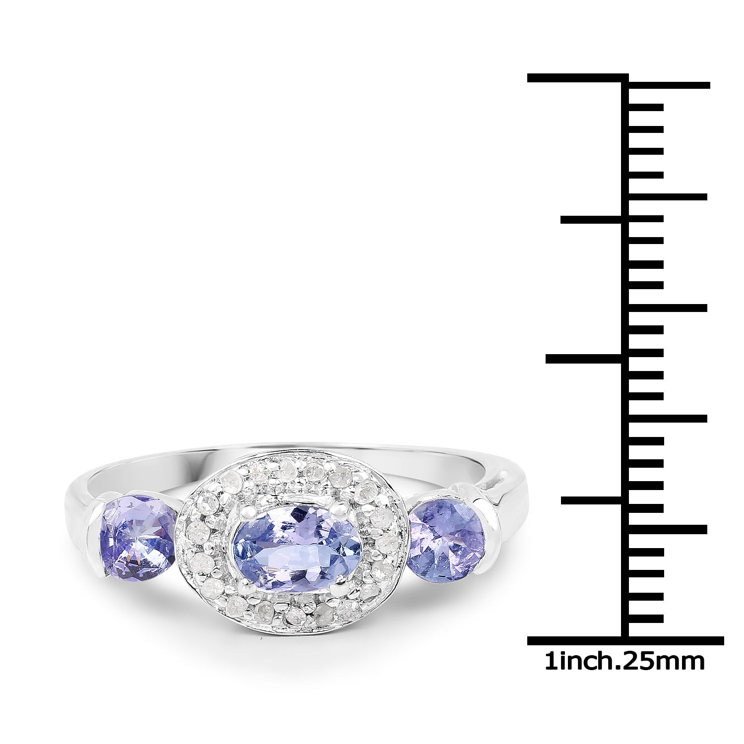 1.00 Carat Genuine Tanzanite and White Topaz .925 Sterling Silver Ring on sale at MyriadMart