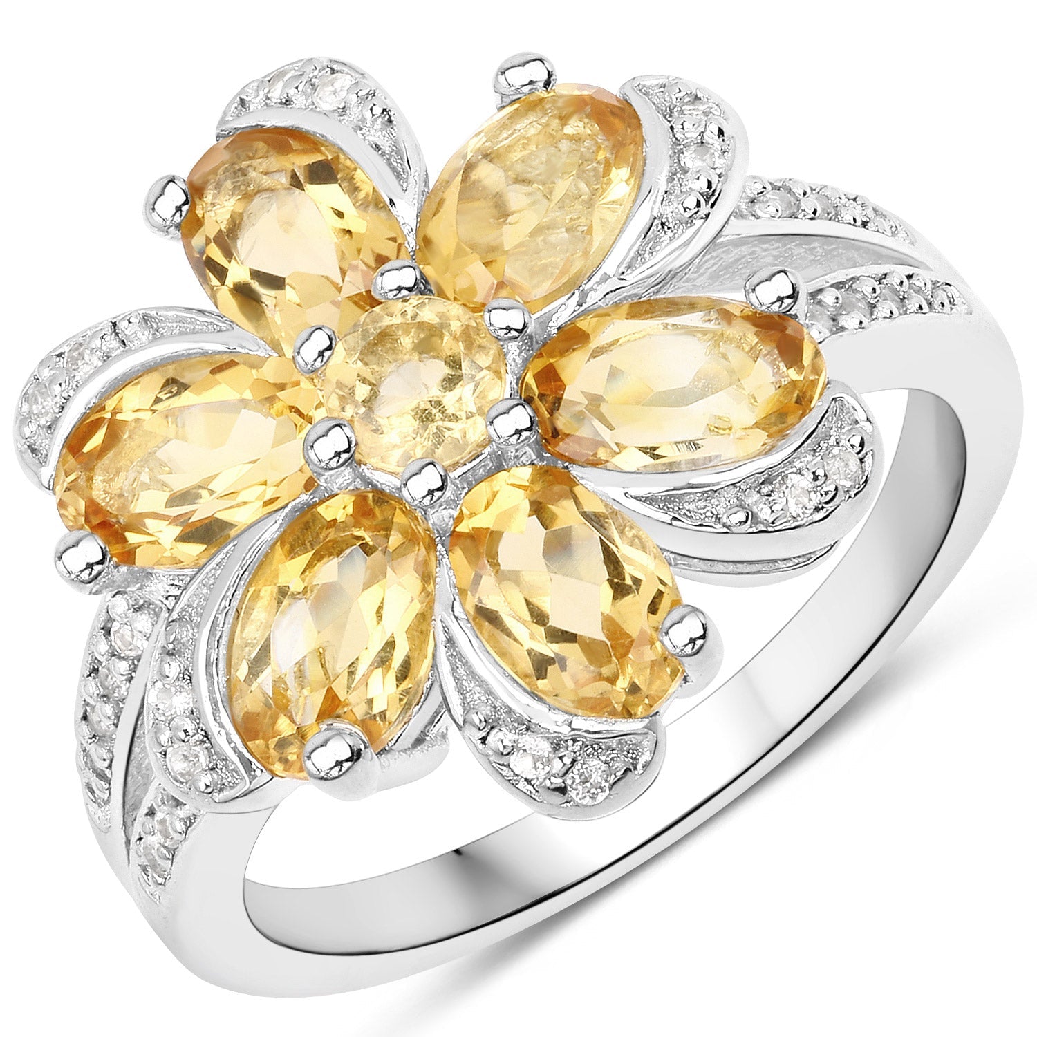 7.92 Carat Genuine Citrine and White Topaz .925 Sterling Silver 3 Piece Jewelry Set Ring, Earrings, and Pendant w/ Chain on sale at MyriadMart