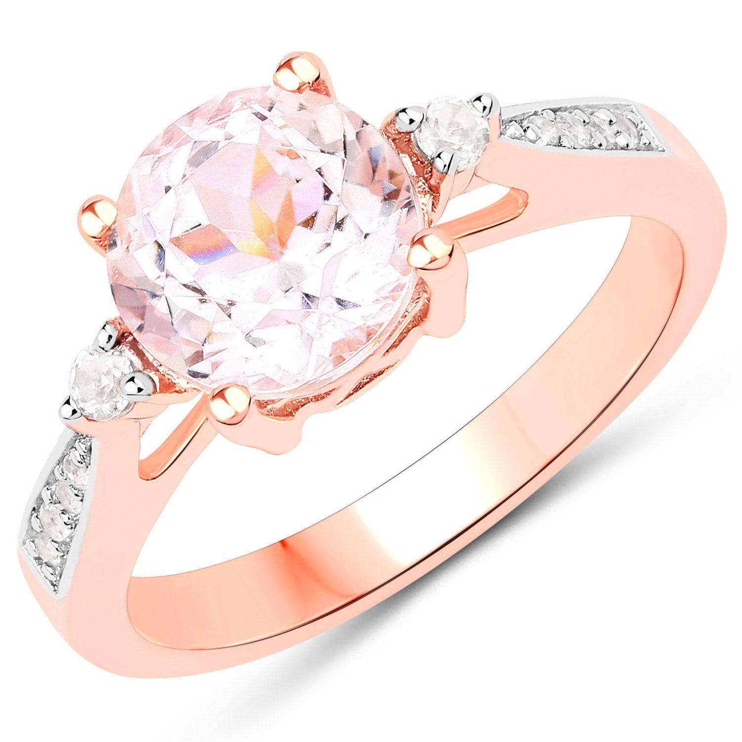 2.73 Carat Genuine Kunzite and White Topaz .925 Sterling Silver Ring on sale at MyriadMart