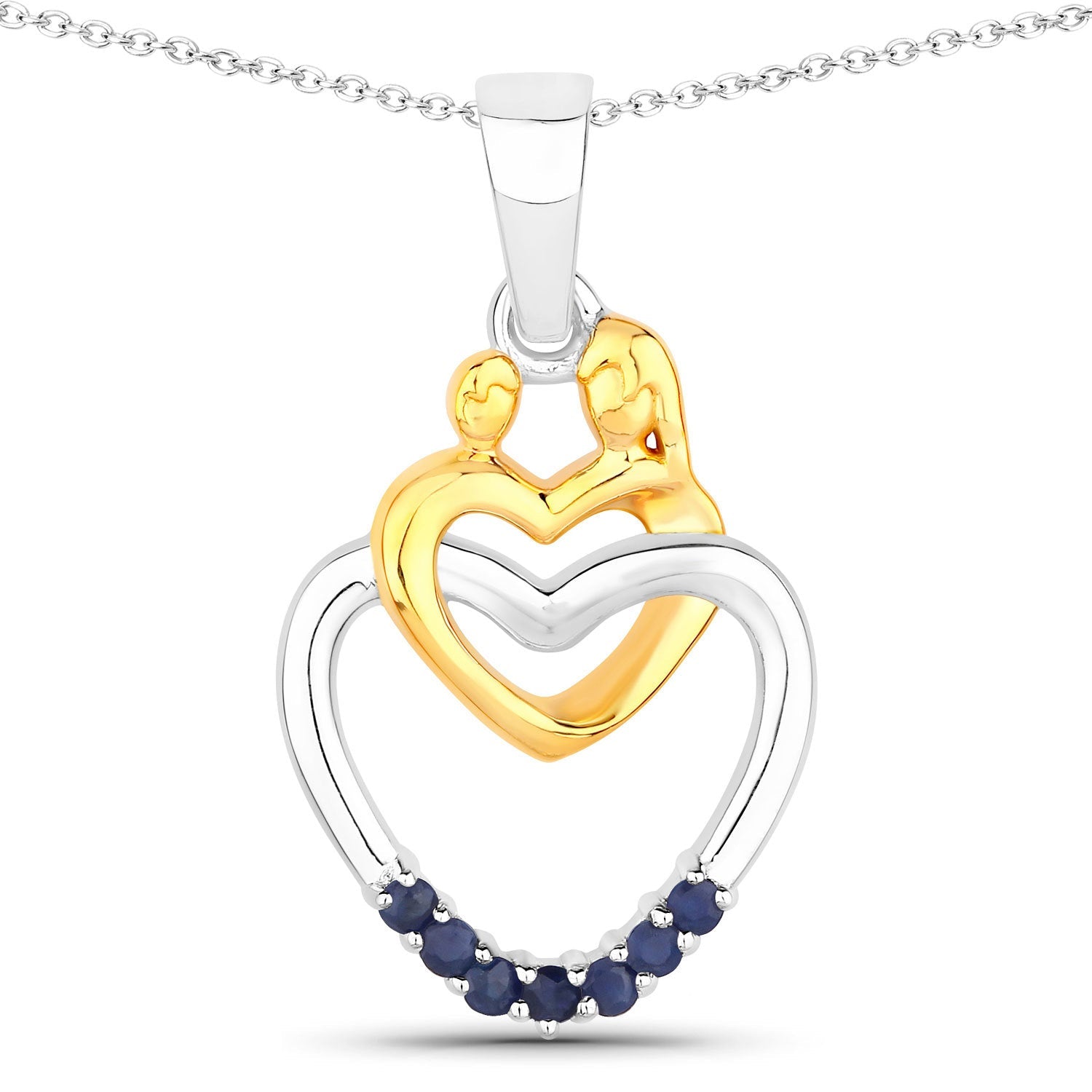 0.14 Carat Genuine Blue Sapphire .925 Sterling Silver Pendant on sale at MyriadMart