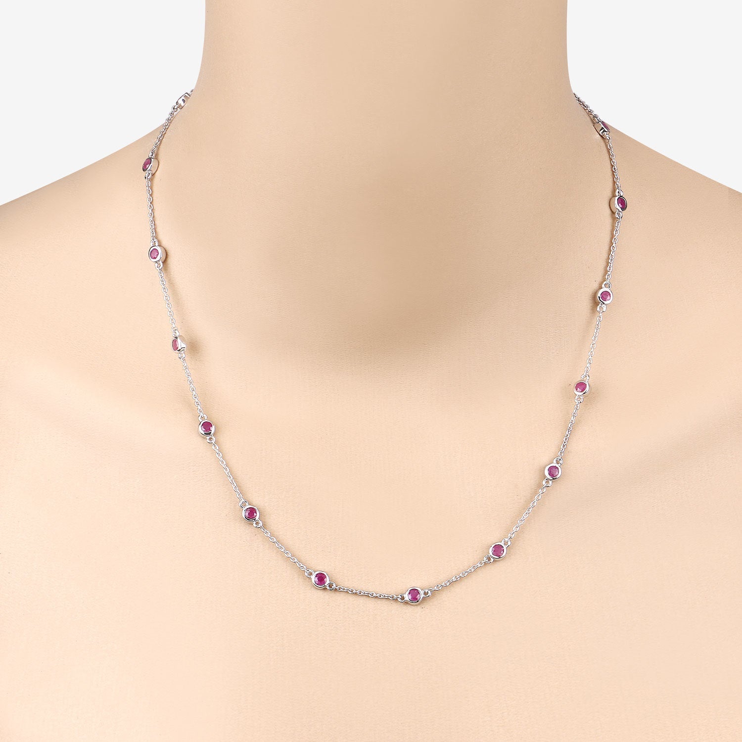 2.34 Carat Genuine Ruby .925 Sterling Silver Necklace on sale at MyriadMart