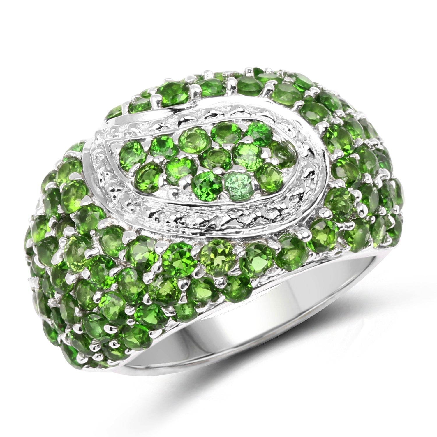 5.18 Carat Genuine Chrome Diopside .925 Sterling Silver Ring on sale at MyriadMart