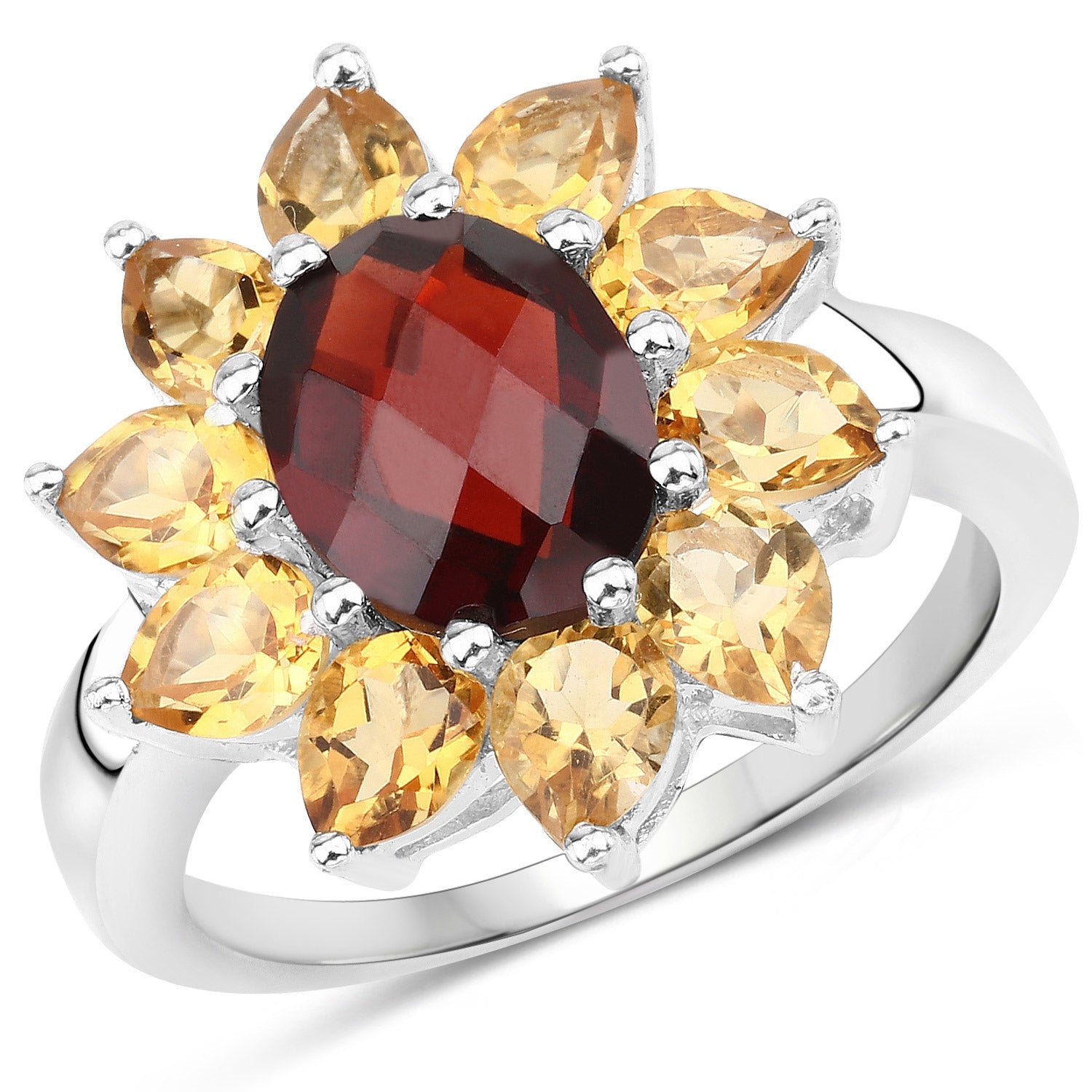 5.50 Carat Genuine Garnet and Citrine .925 Sterling Silver Ring on sale at MyriadMart