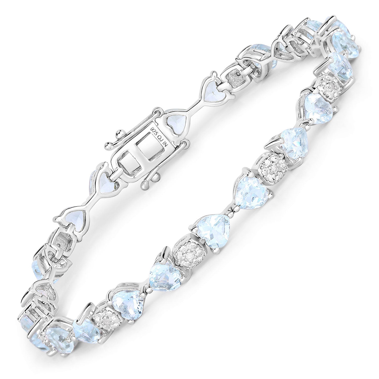 7.36 Carat Genuine Aquamarine and White Diamond .925 Sterling Silver Bracelet on sale at MyriadMart