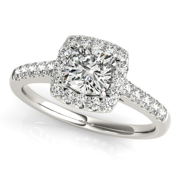 14k White Gold Square Outer Shape Round Diamond Engagement Ring 3/4 cttw on sale at MyriadMart