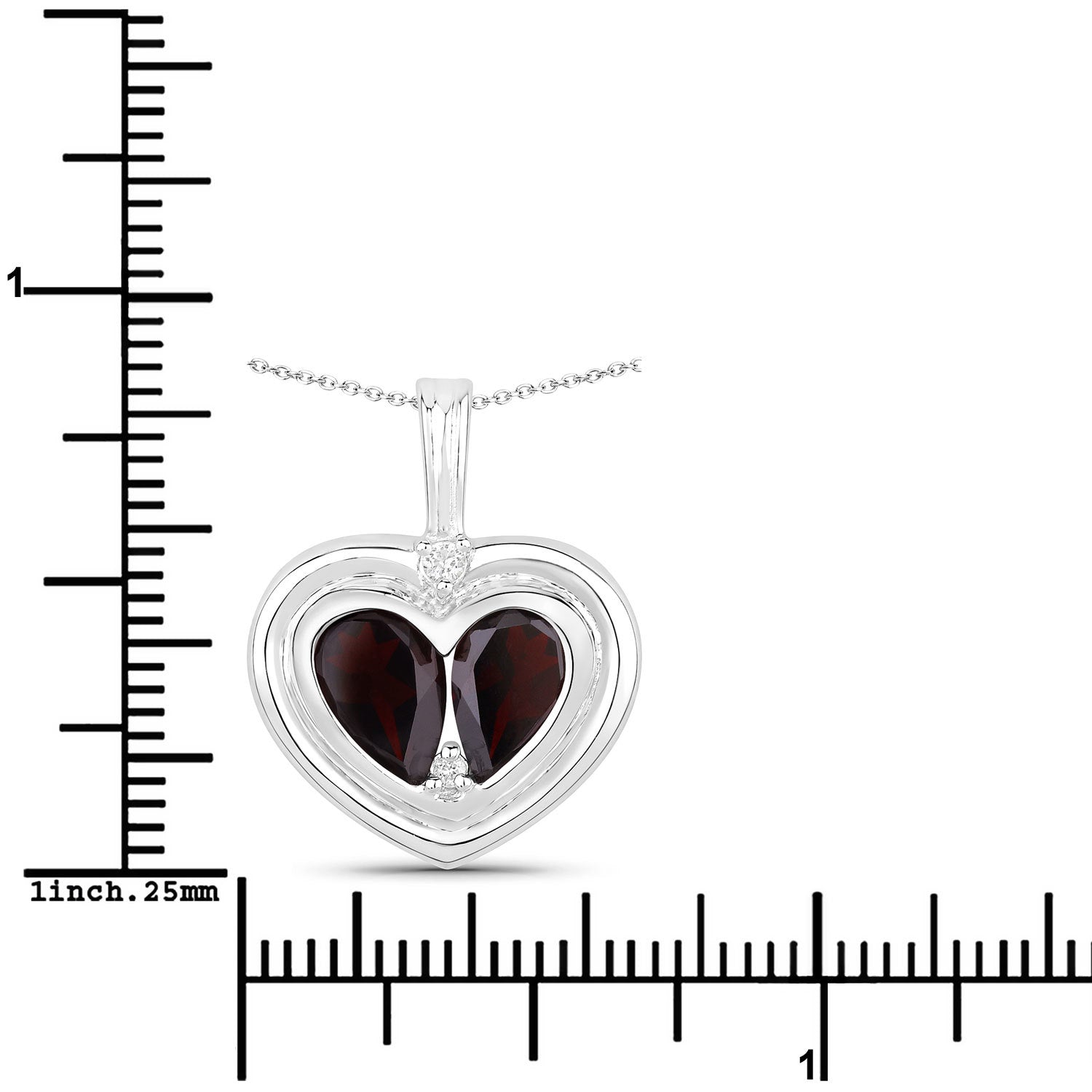 2.66 Carat Genuine Garnet and White Topaz .925 Sterling Silver Pendant on sale at MyriadMart