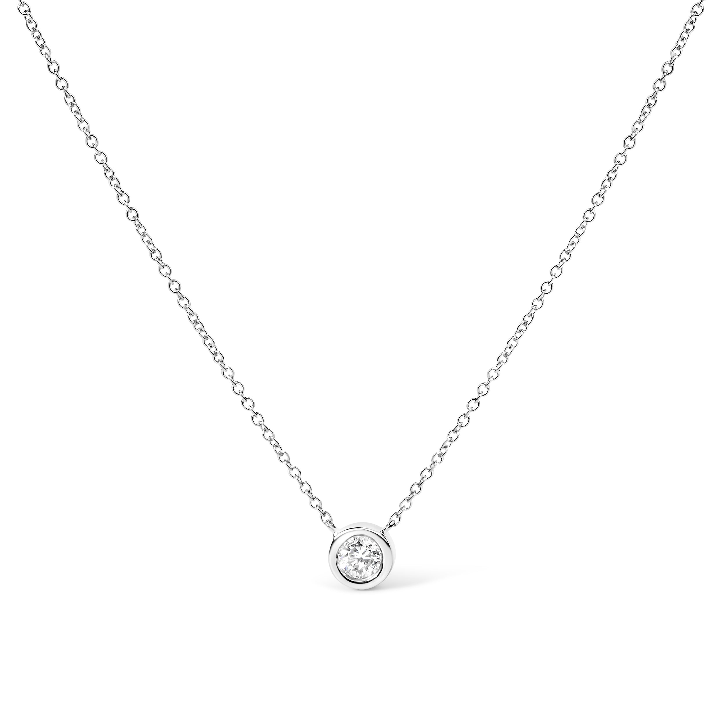2 Micron 14K Rose Gold Plated Sterling Silver Bezel-Set Diamond Solitaire Pendant Necklace 1/3 cttw, H-I Color, I1-I2 Clarity on sale at MyriadMart