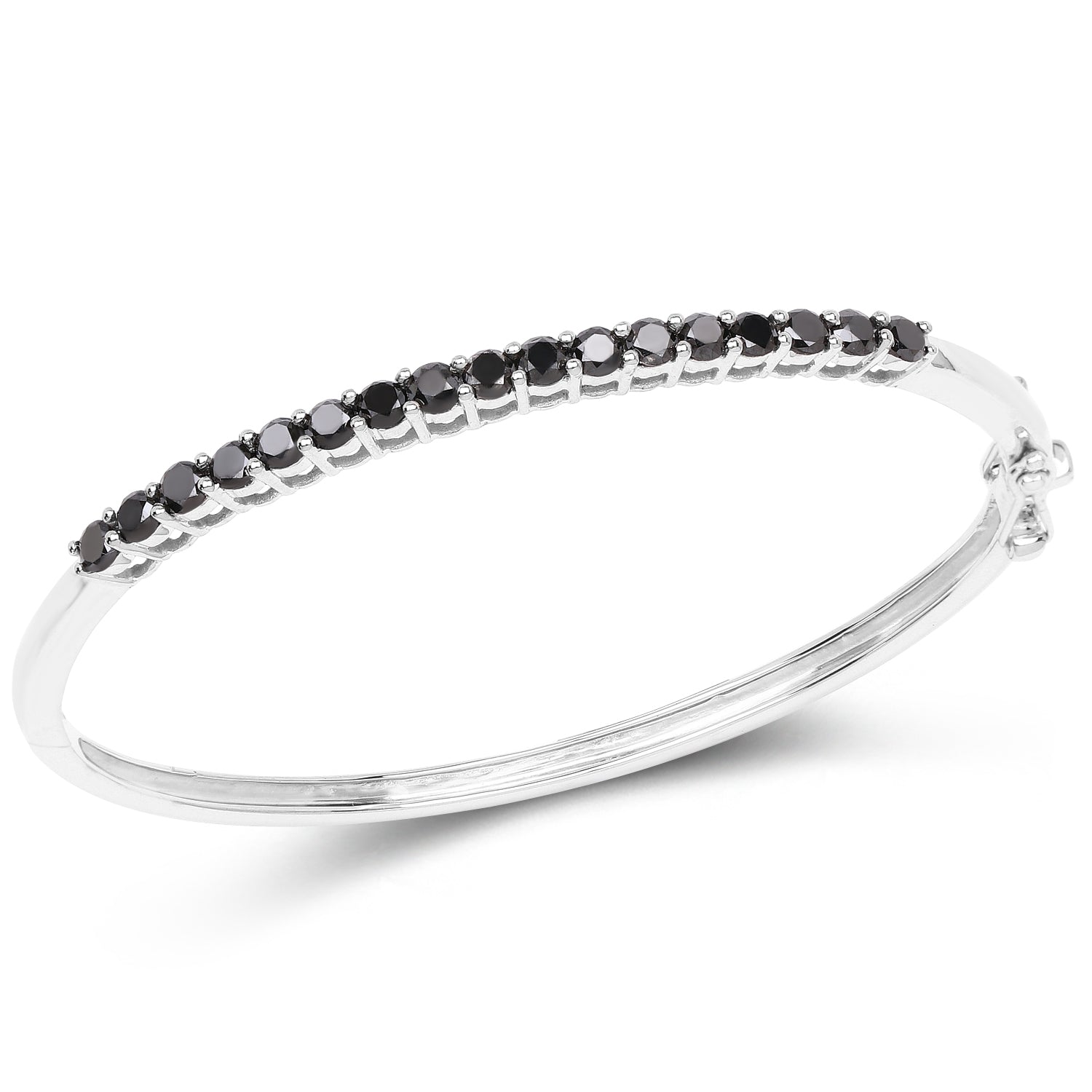 2.50 Carat Genuine Black Diamond .925 Sterling Silver Bangle on sale at MyriadMart