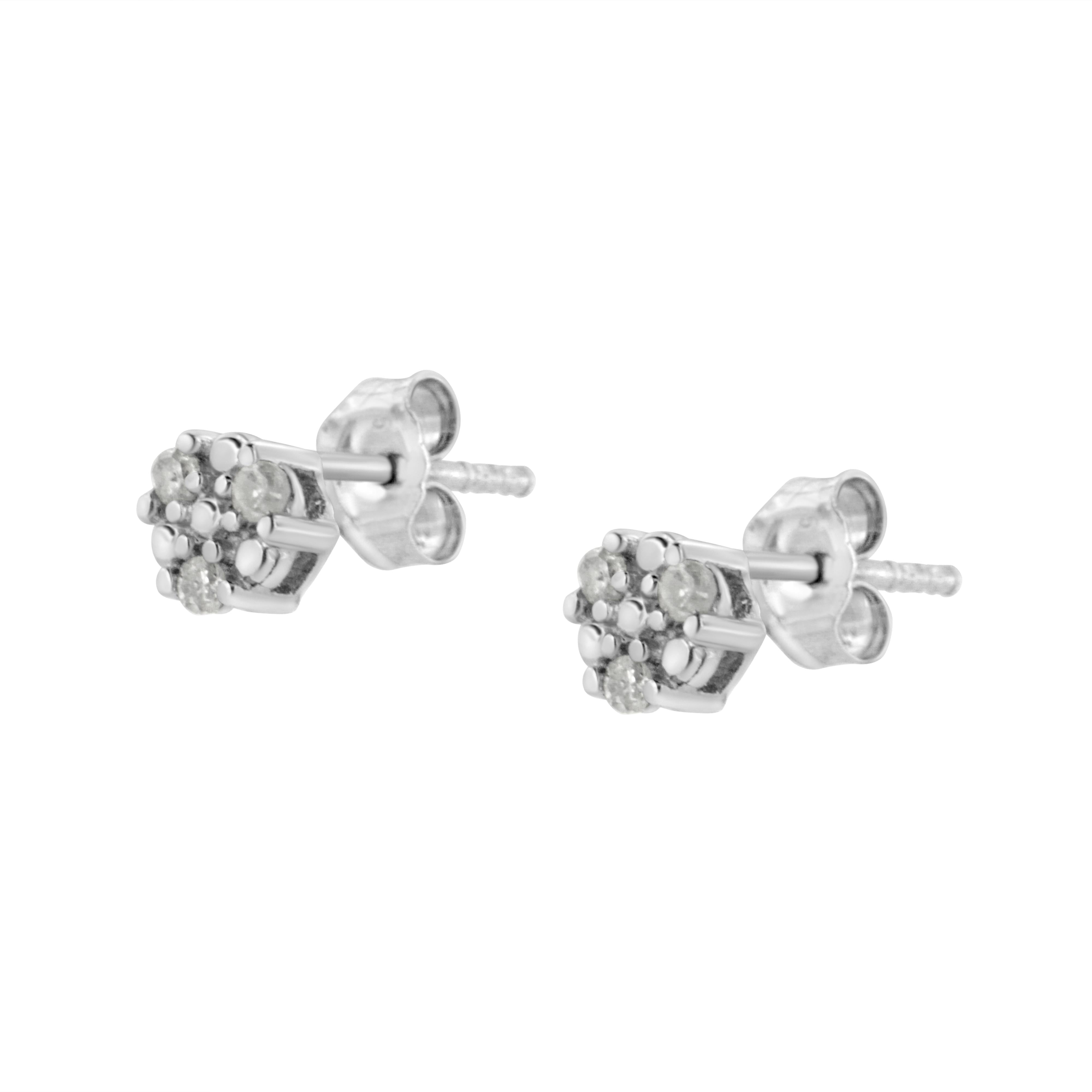 .925 Sterling Silver 1/10 cttw Prong Set Round-Cut Trio Diamond Stud Earrings I-J Color, I3 Clarity on sale at MyriadMart