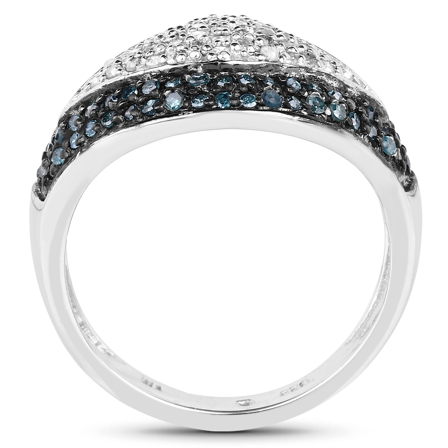 0.50 Carat Genuine Blue Diamond and White Diamond .925 Sterling Silver Ring on sale at MyriadMart
