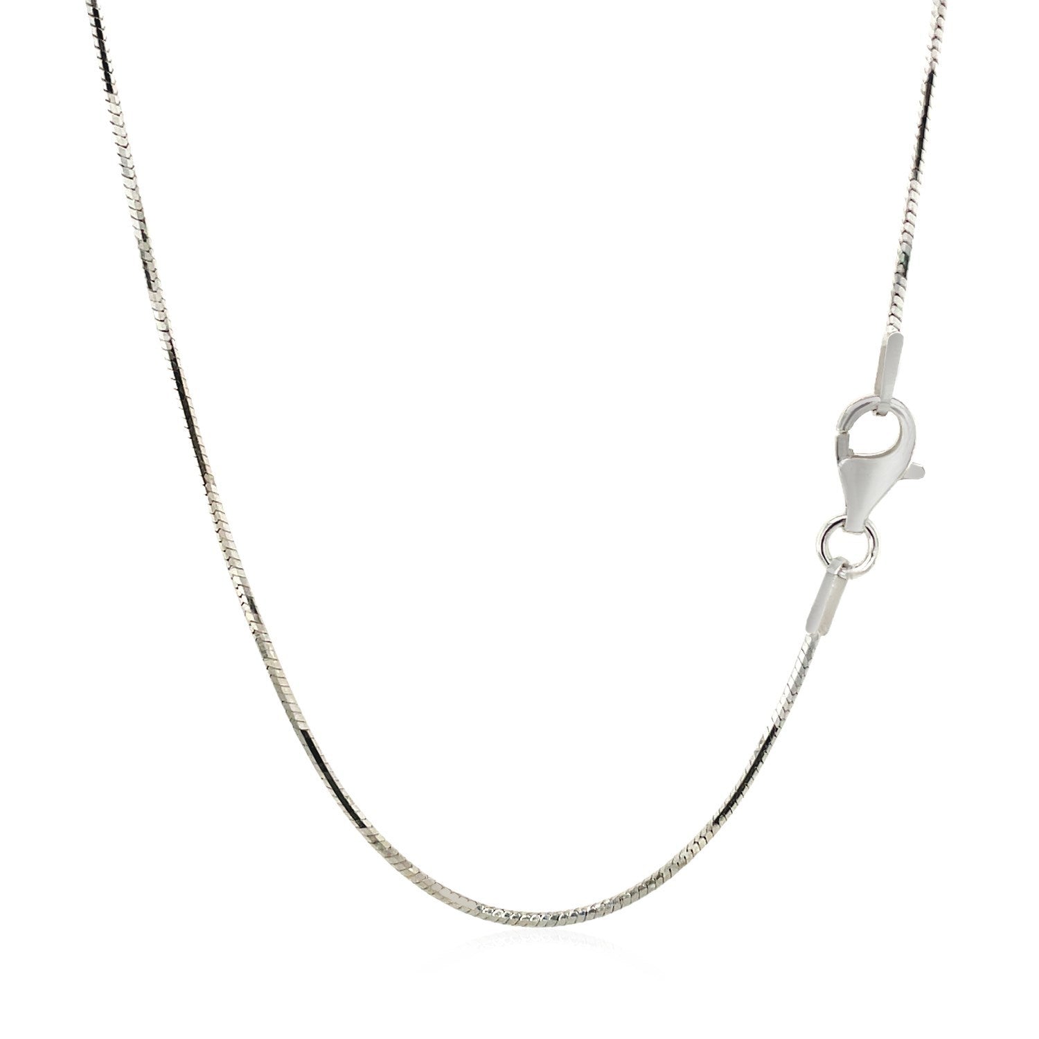 Sterling Silver Rhodium Plated Octagonal Snake Chain 1.1mm on sale at MyriadMart