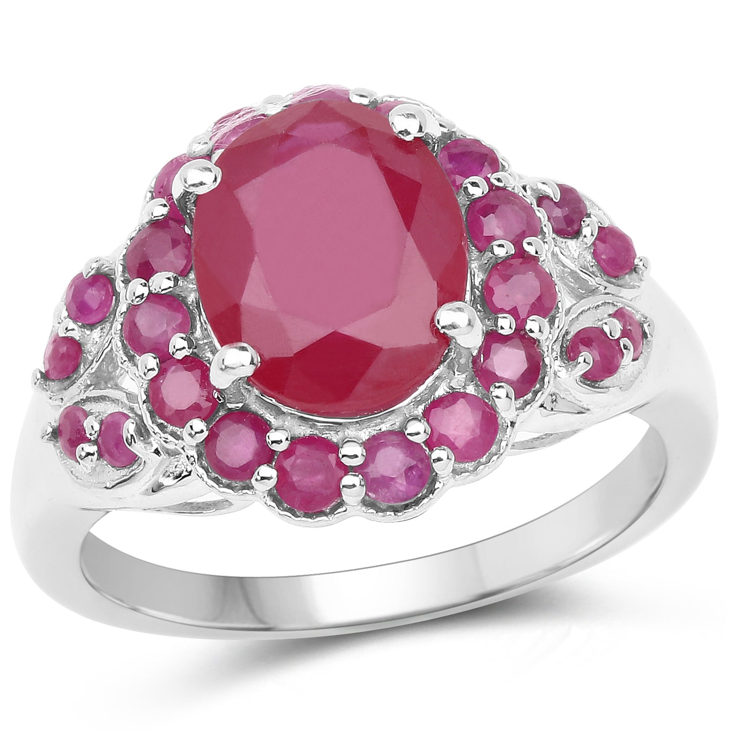 4.43 Carat Glass Filled Ruby and Ruby .925 Sterling Silver Ring on sale at MyriadMart