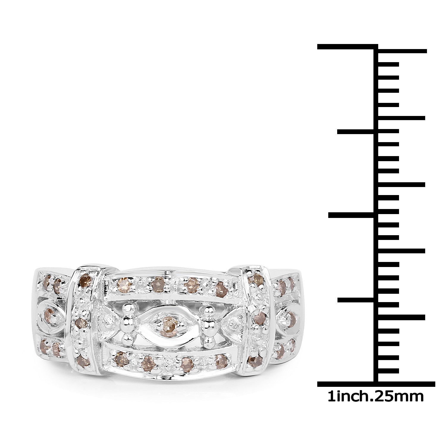 0.32 Carat Genuine Champagne Diamond .925 Sterling Silver Ring on sale at MyriadMart