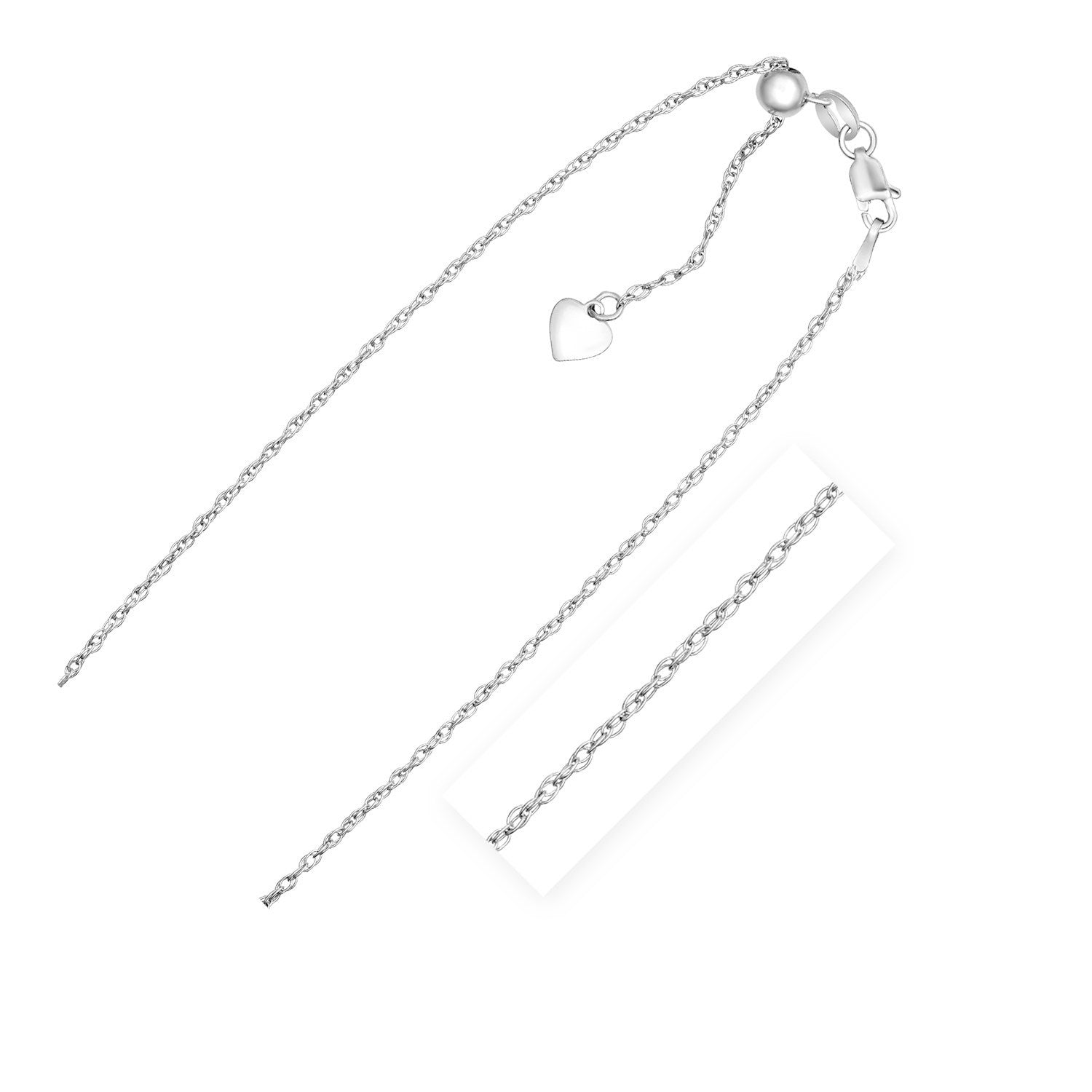 Sterling Silver 1.5mm Adjustable Rope Chain on sale at MyriadMart