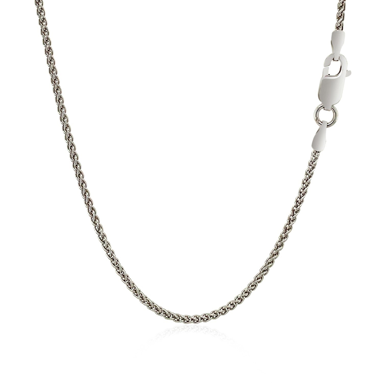 Sterling Silver Rhodium Plated Wheat Chain 1.3mm on sale at MyriadMart