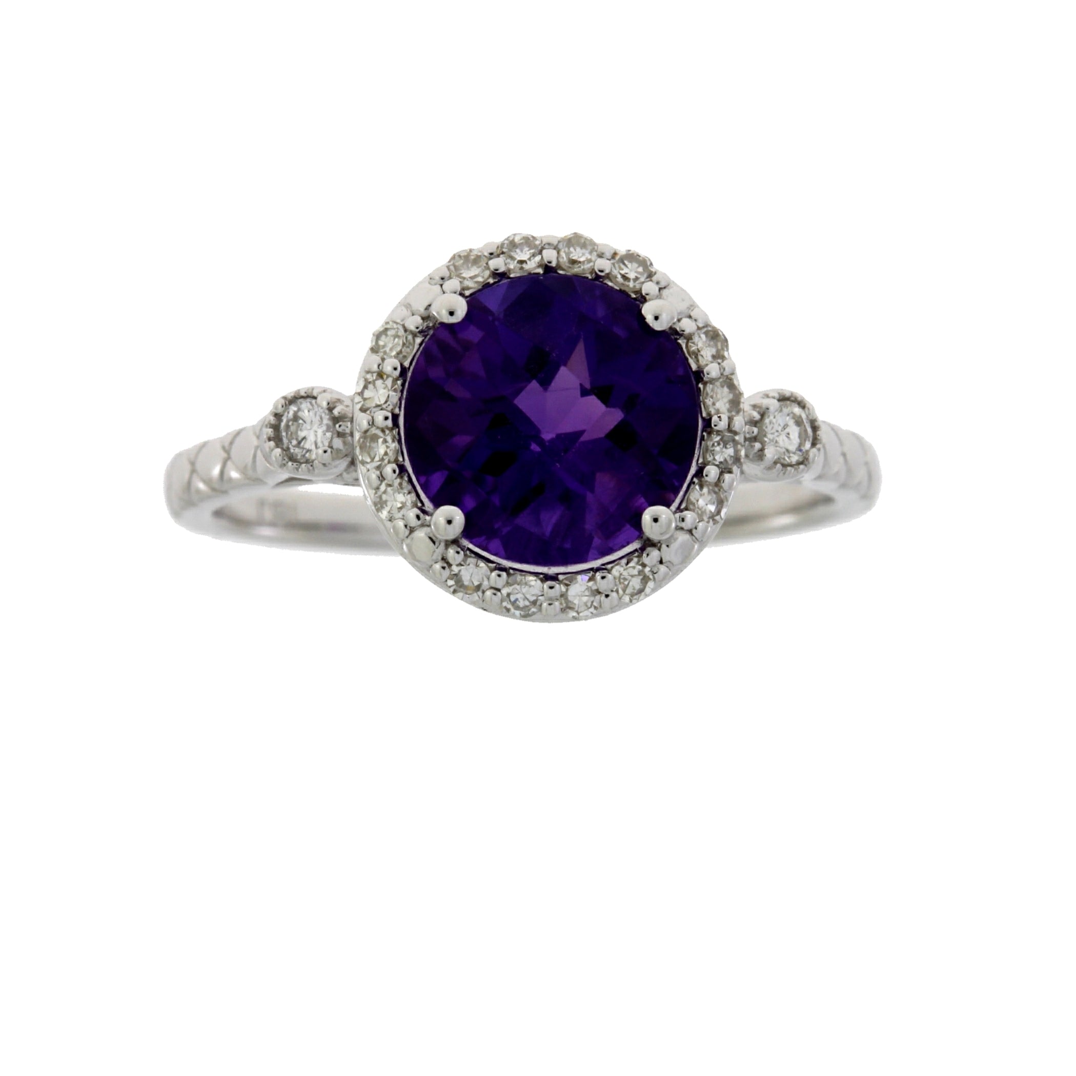 2.07ct Amethyst Diamond Ring 14KT White Gold on sale at MyriadMart
