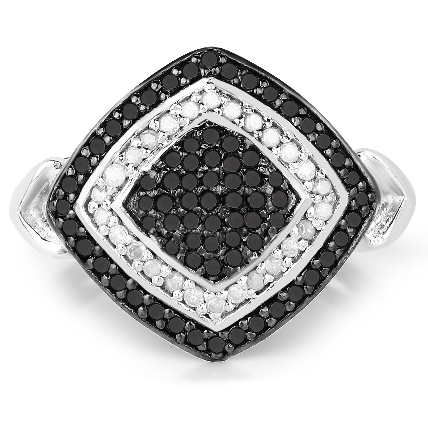 0.56 Carat Genuine White Diamond and Black Diamond .925 Sterling Silver Ring on sale at MyriadMart