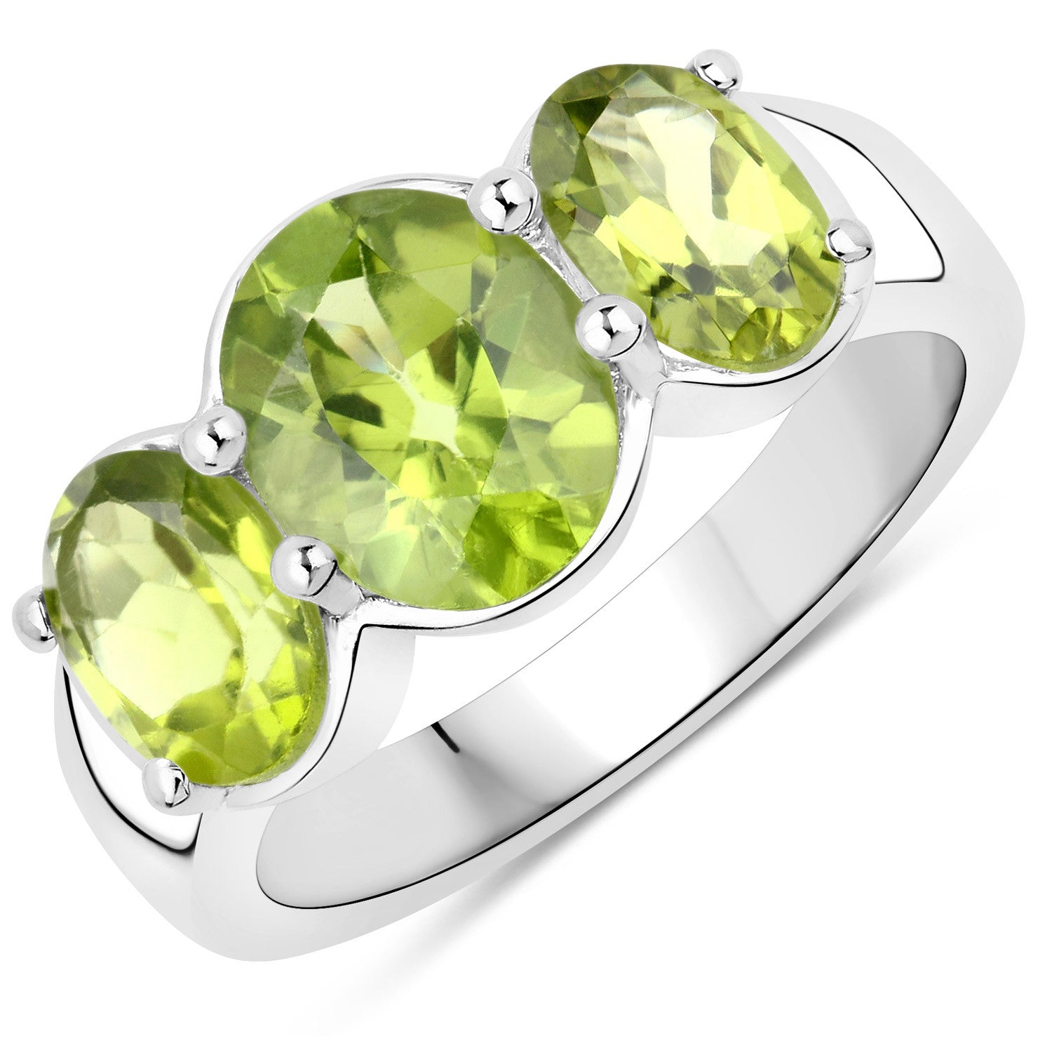 3.36 Carat Genuine Peridot .925 Sterling Silver Ring on sale at MyriadMart