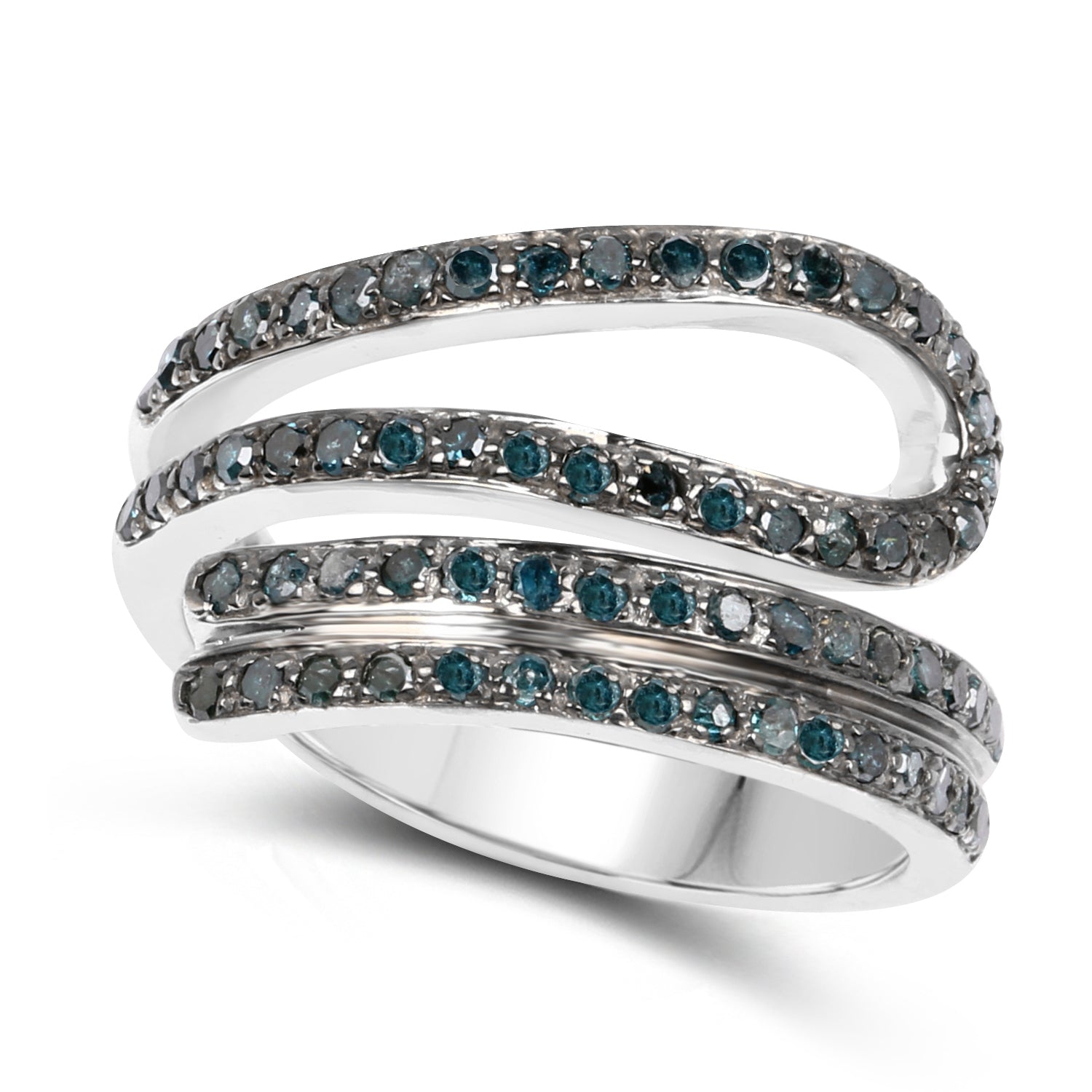 0.83 Carat Genuine Blue Diamond .925 Sterling Silver Ring on sale at MyriadMart