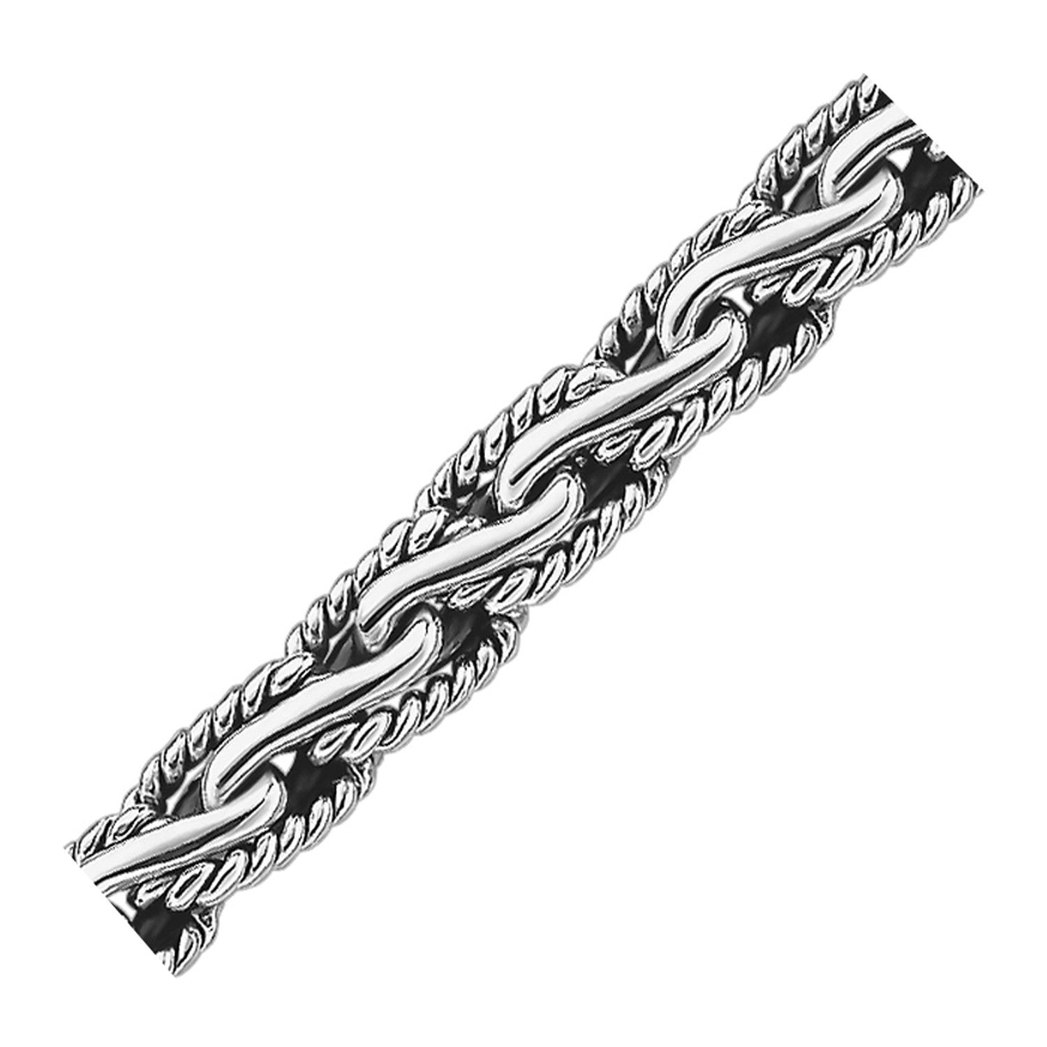 Oxidized Sterling Silver Men's Chain Bracelet in a Cable Motif on sale at MyriadMart