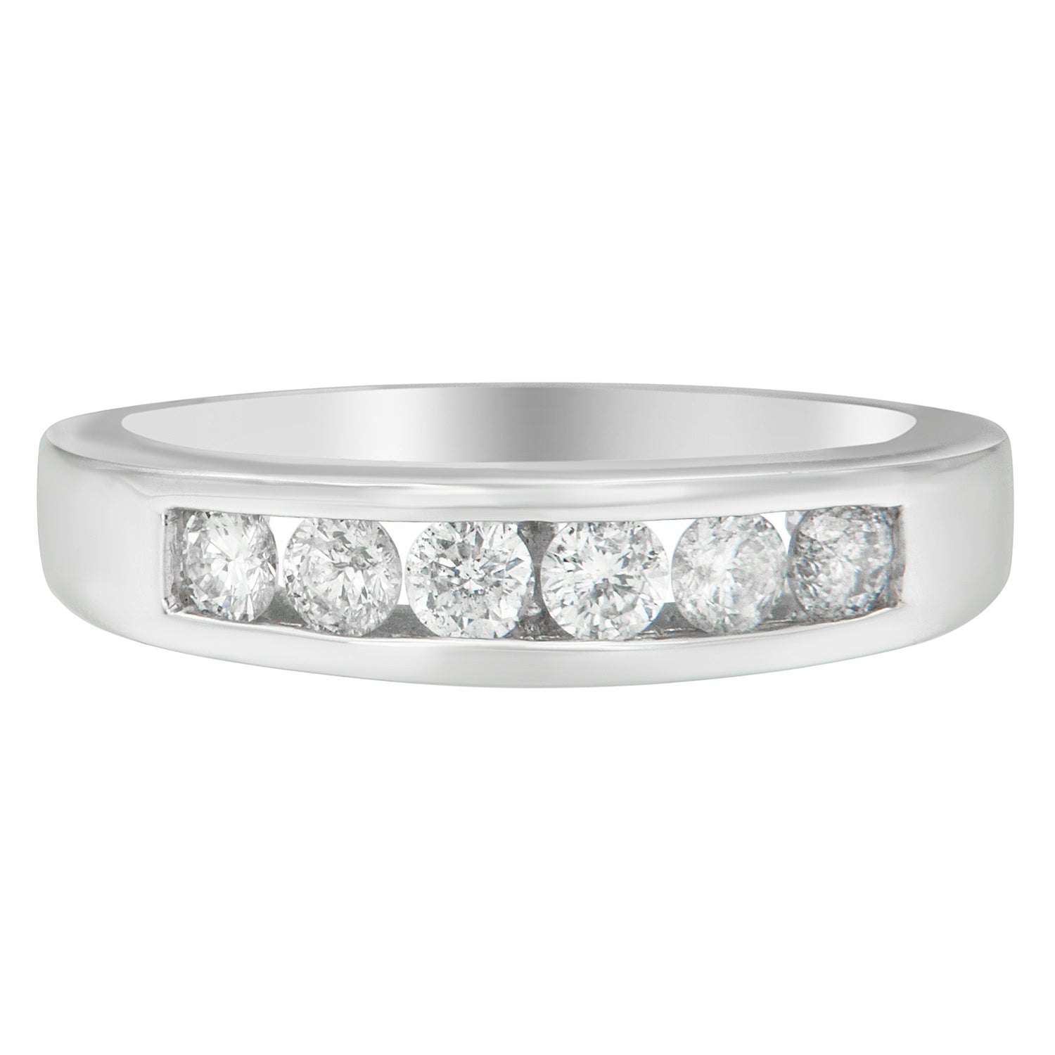 14K White Gold 3/4ct. TDW Diamond Channel Band Ring H-I, I1-I2 on sale at MyriadMart