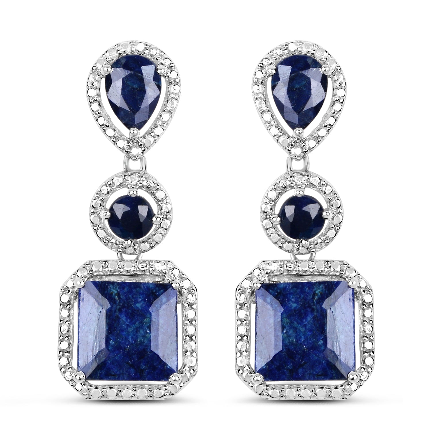 11.62 Carat Dyed Sapphire .925 Sterling Silver Earrings on sale at MyriadMart