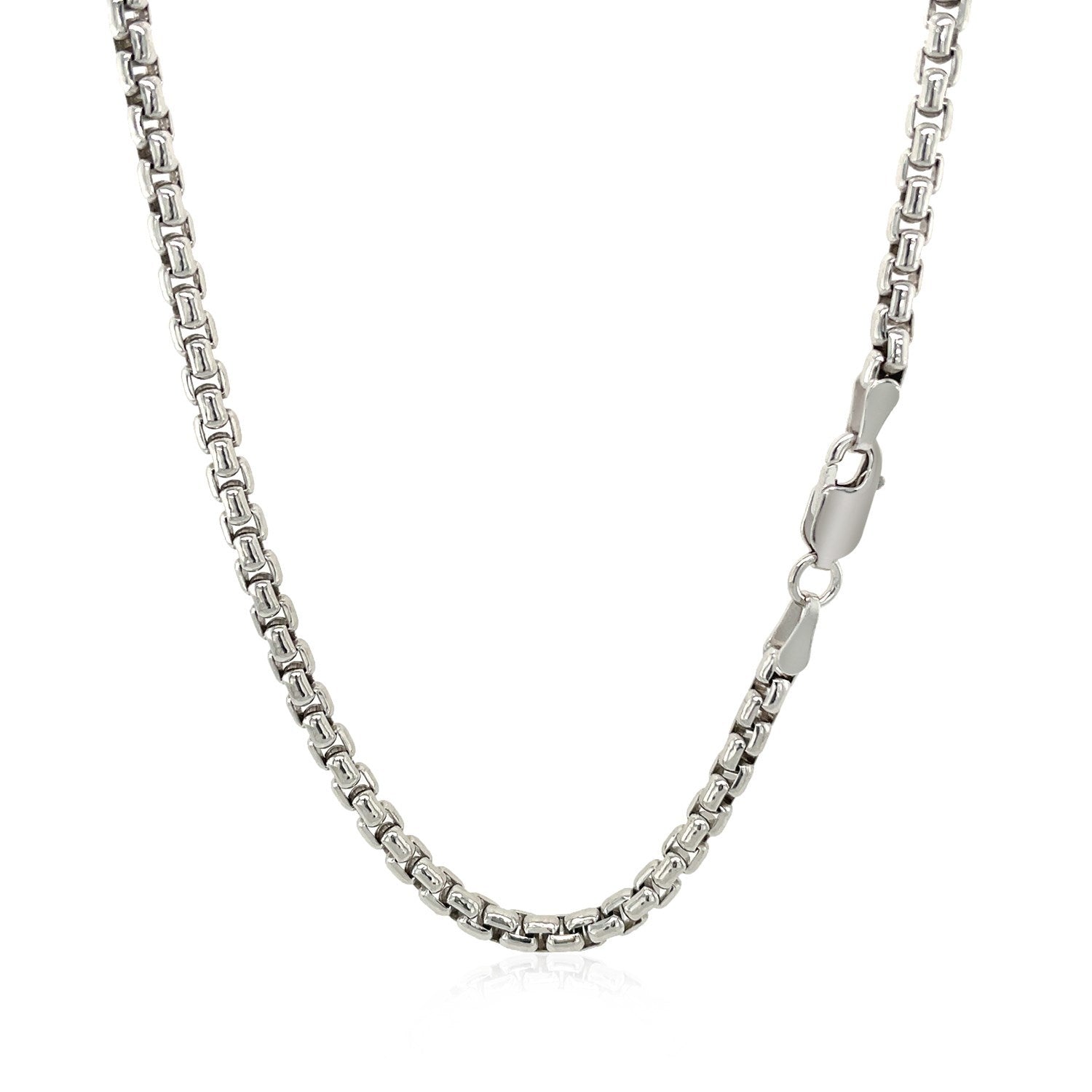 3.0mm Sterling Silver Rhodium Plated Round Box Chain on sale at MyriadMart