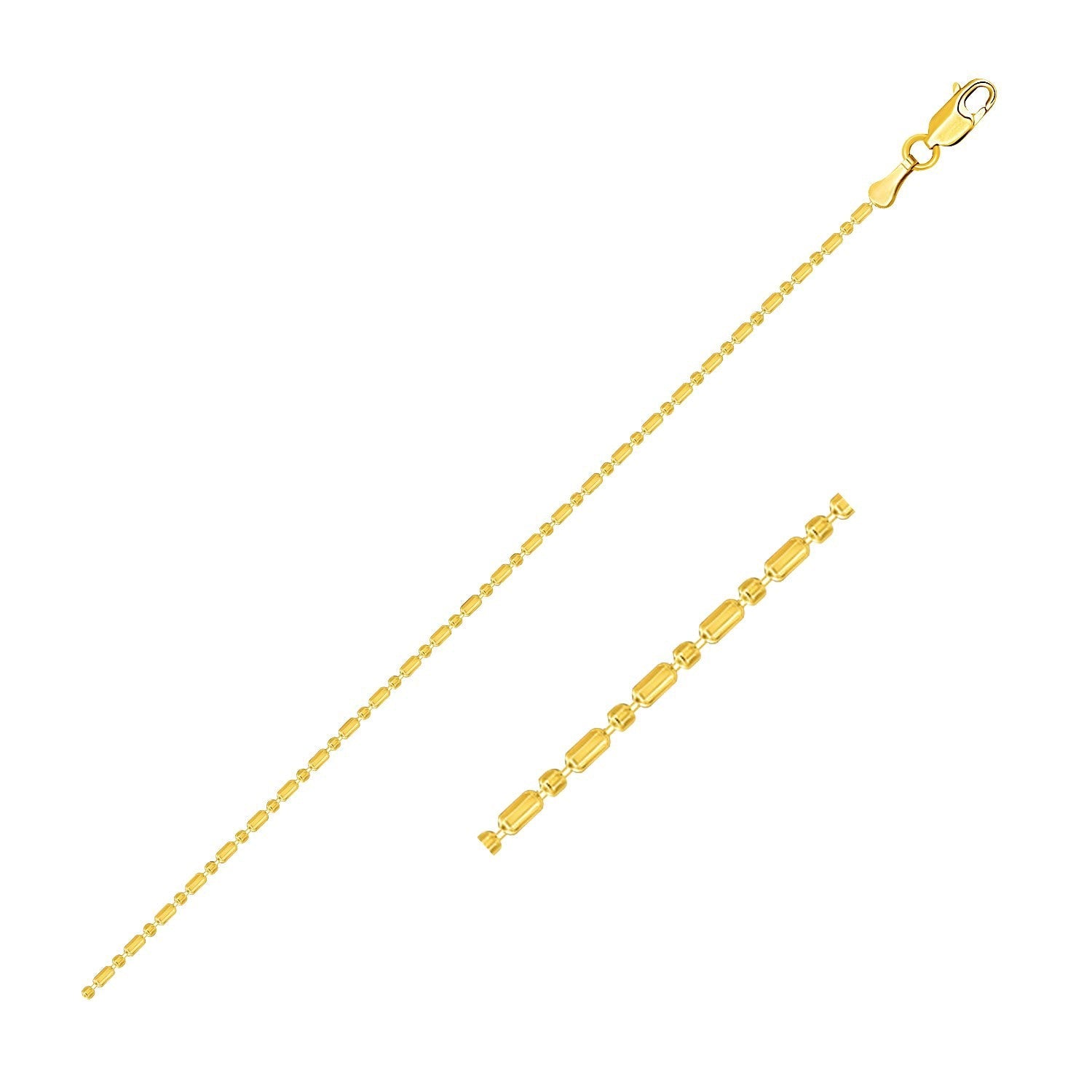 14k Yellow Gold Diamond-Cut Bead Chain 1.0mm on sale at MyriadMart