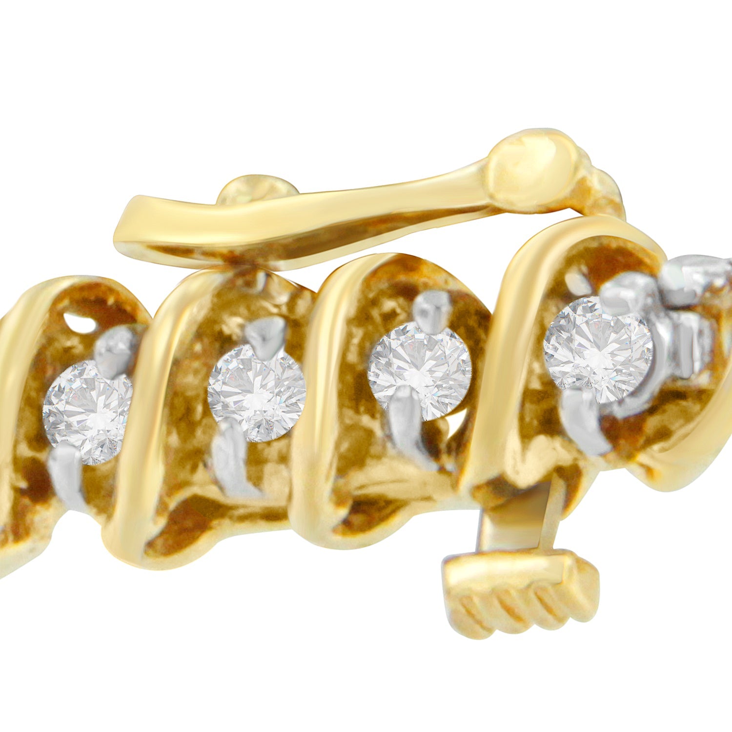 18K Yellow Gold Round Cut Diamond Spiral Link Bracelet 2.00 cttw, I-J Color, I1-I2 Clarity on sale at MyriadMart
